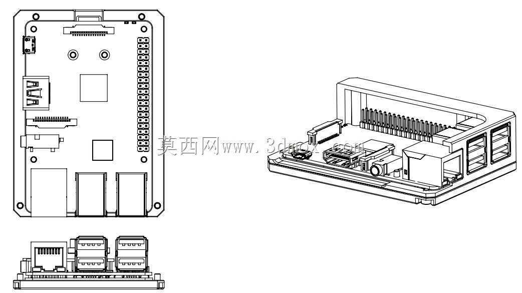 实心铝,黑色阳极氧化覆盆子B+外壳