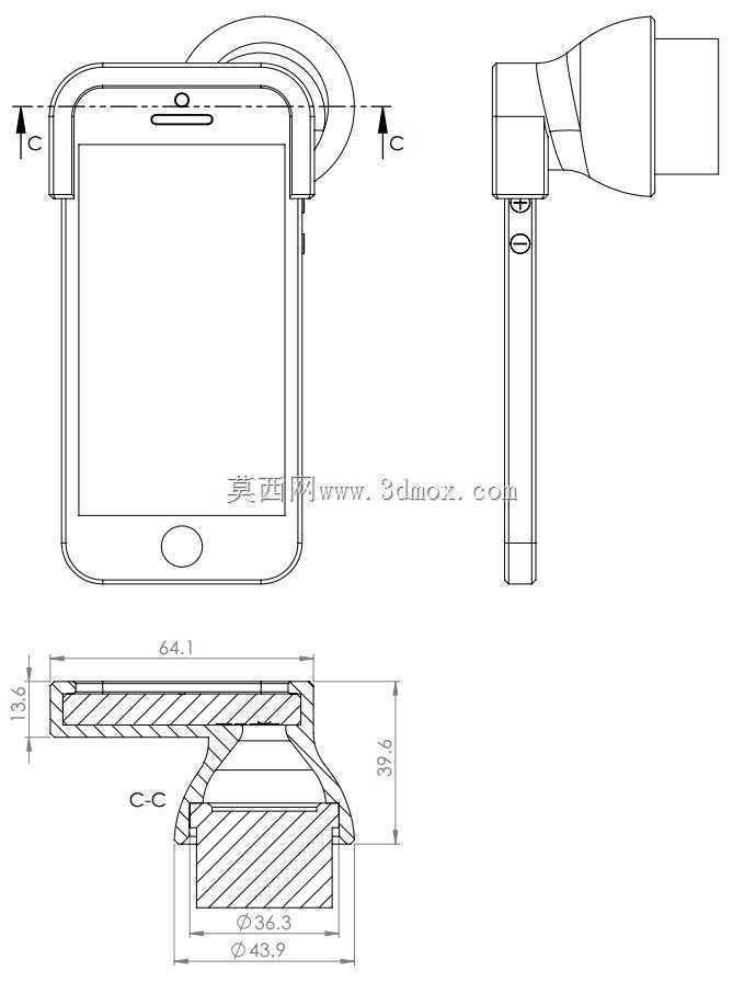 3D打印Iphone至显微镜适配器