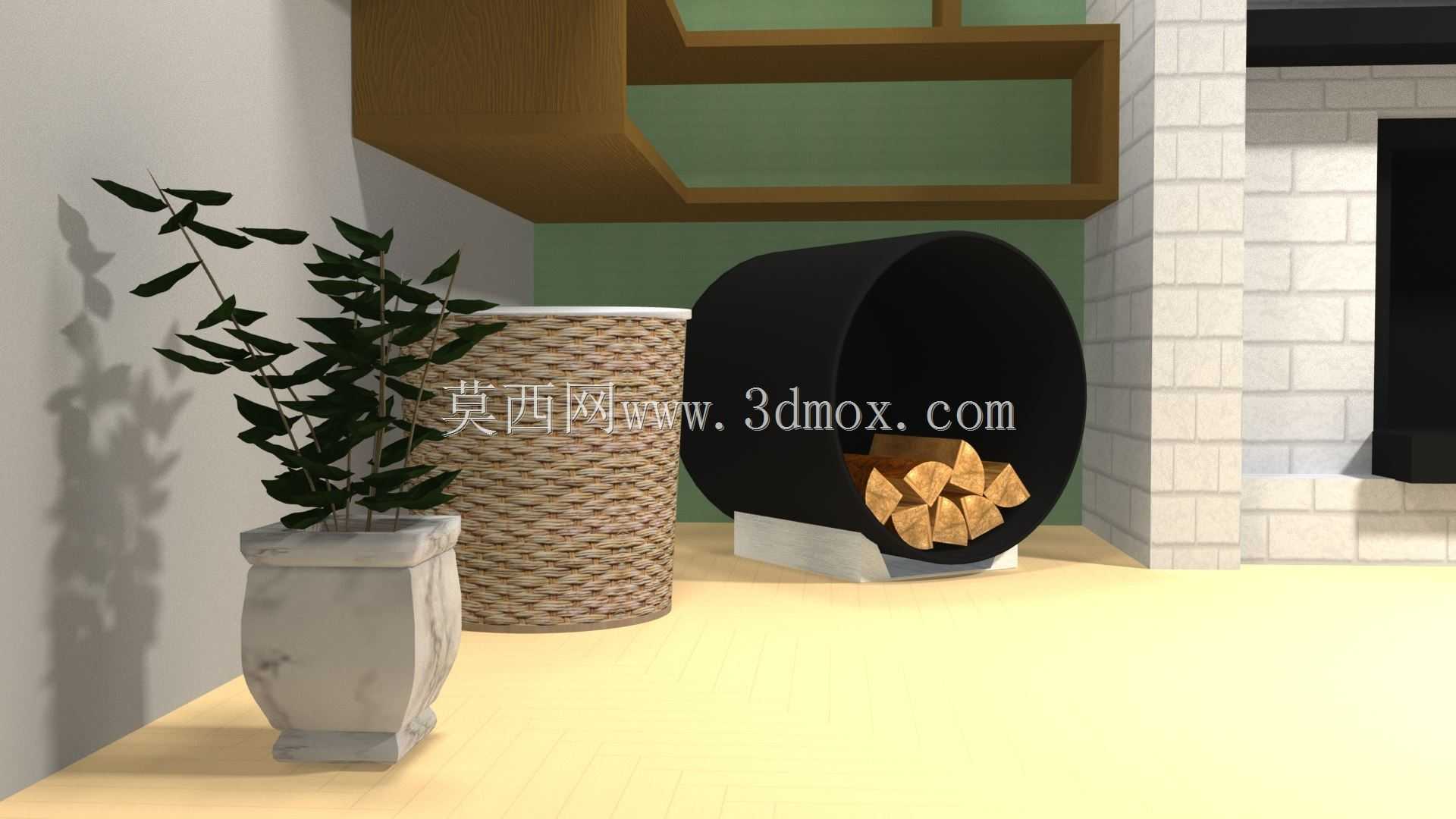 Autodesk Maya中的斯堪的纳维亚客厅室内设计