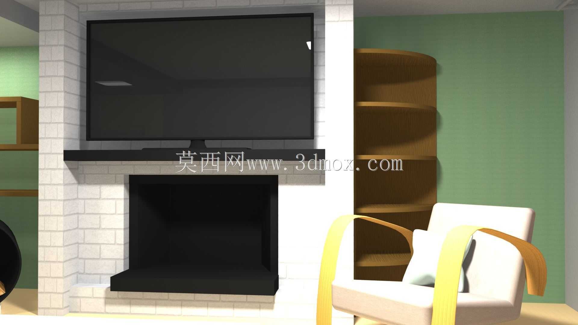 Autodesk Maya中的斯堪的纳维亚客厅室内设计