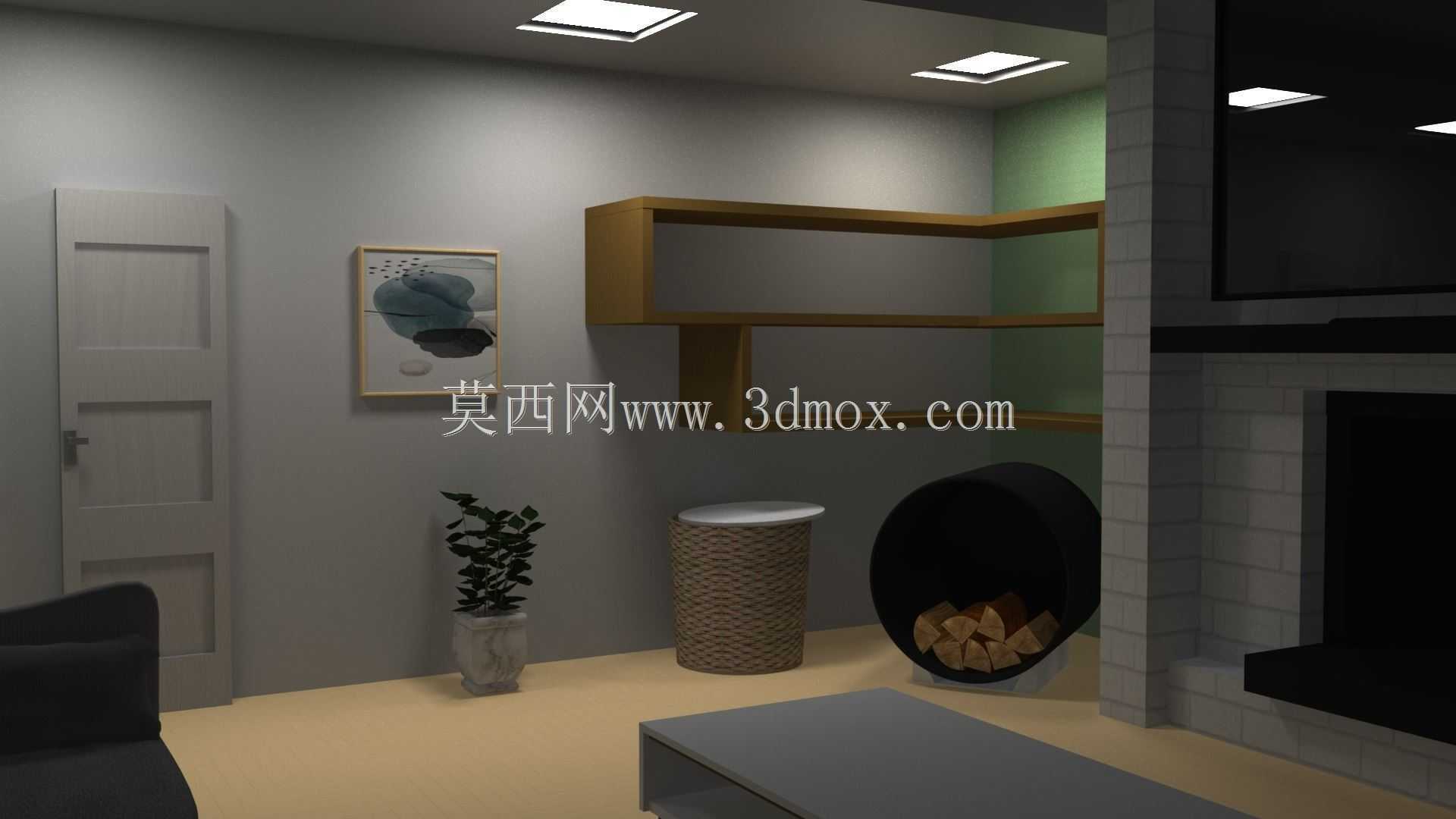 Autodesk Maya中的斯堪的纳维亚客厅室内设计