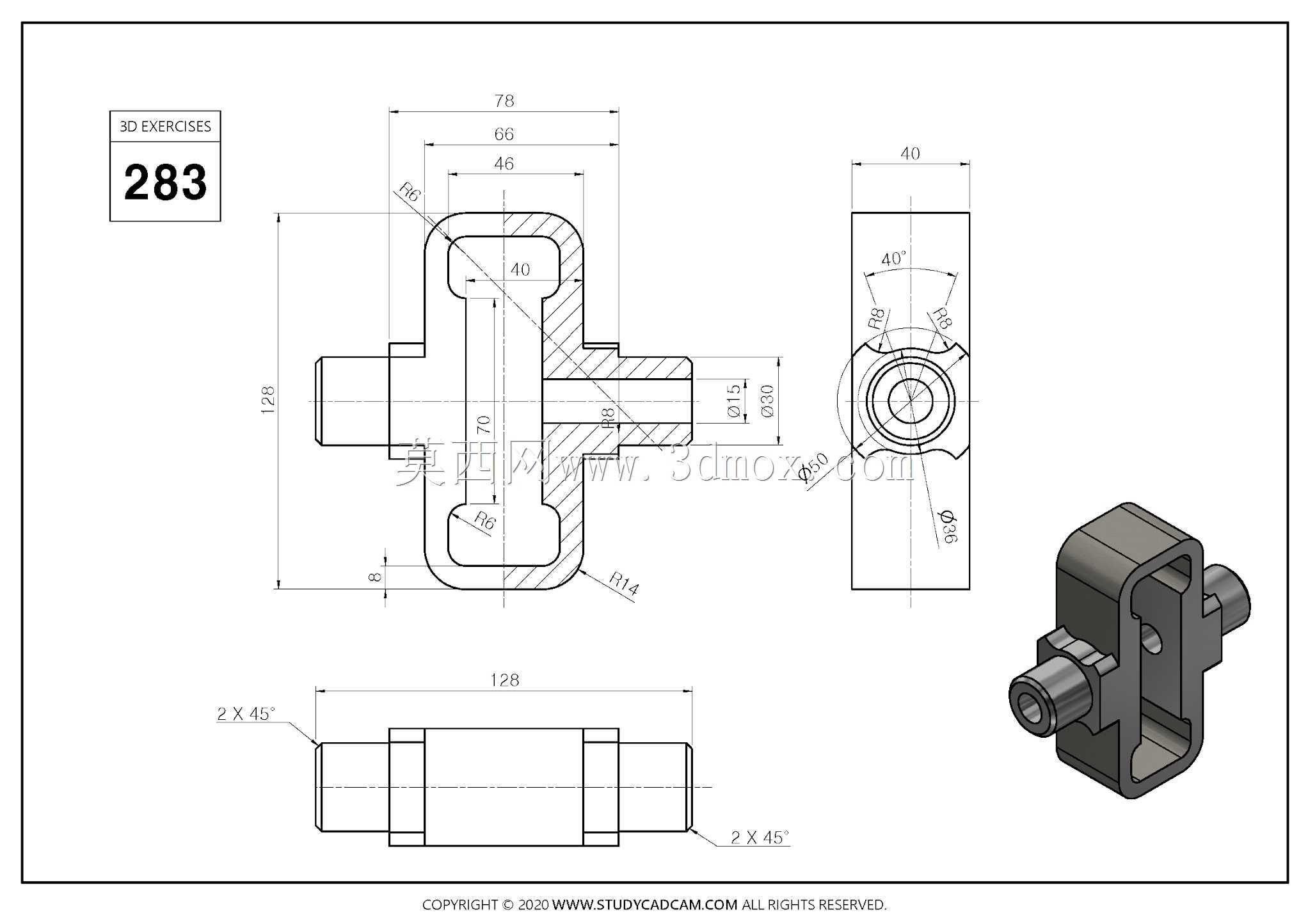 Studycadcam 3D CAD��ϰ283/connecting cross/Autodesk Inventor Pro