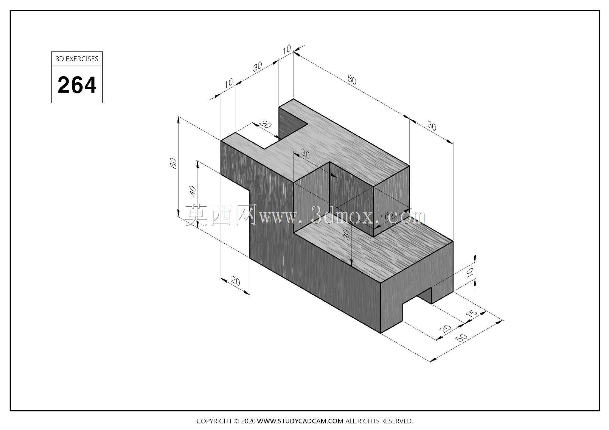 Studycadcam 3D CAD练习264/Simple solid Autodesk Inventor Pro