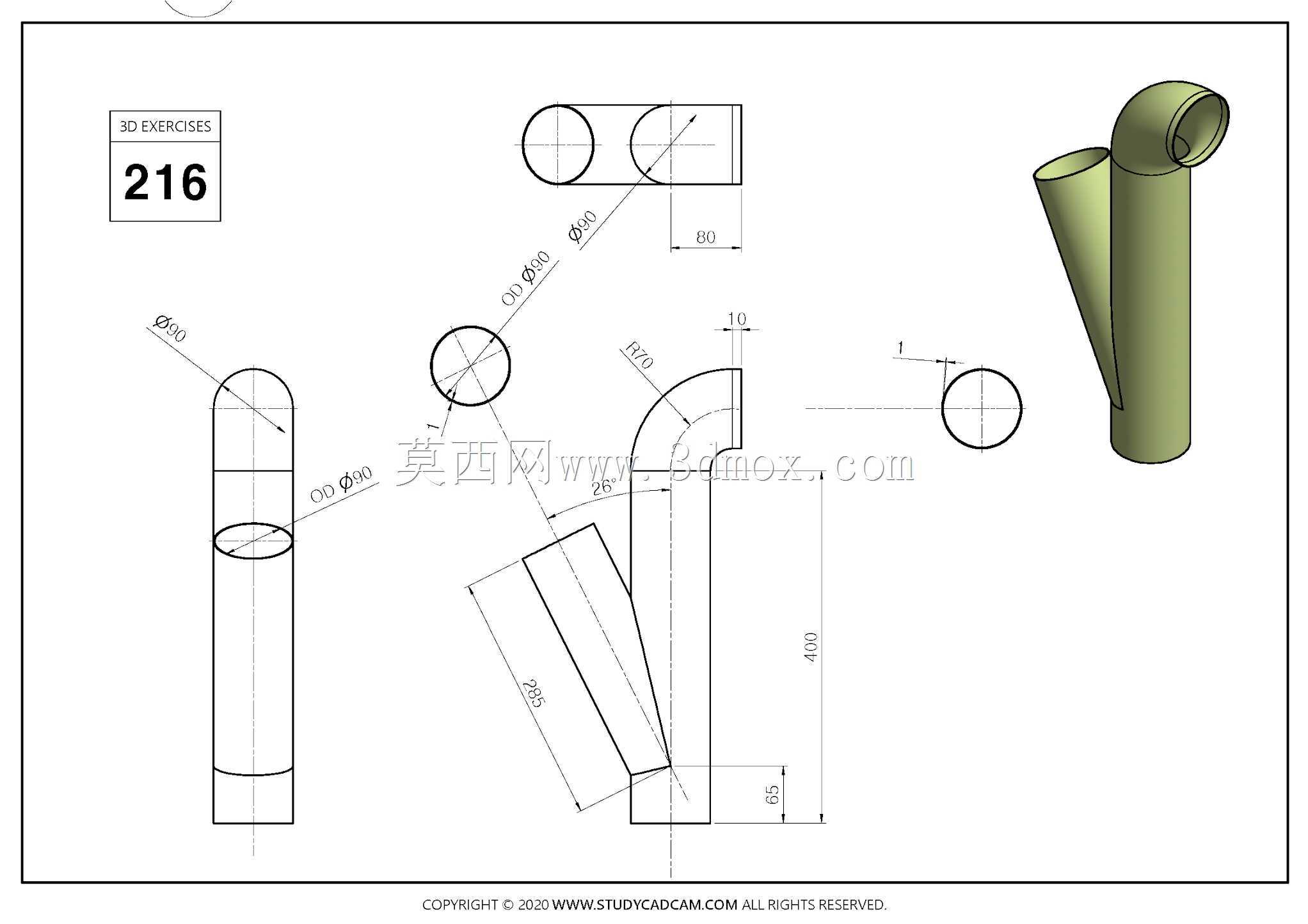 Studycadcam 3D CAD��ϰ216/�ܵ�Autodesk Inventor Pro