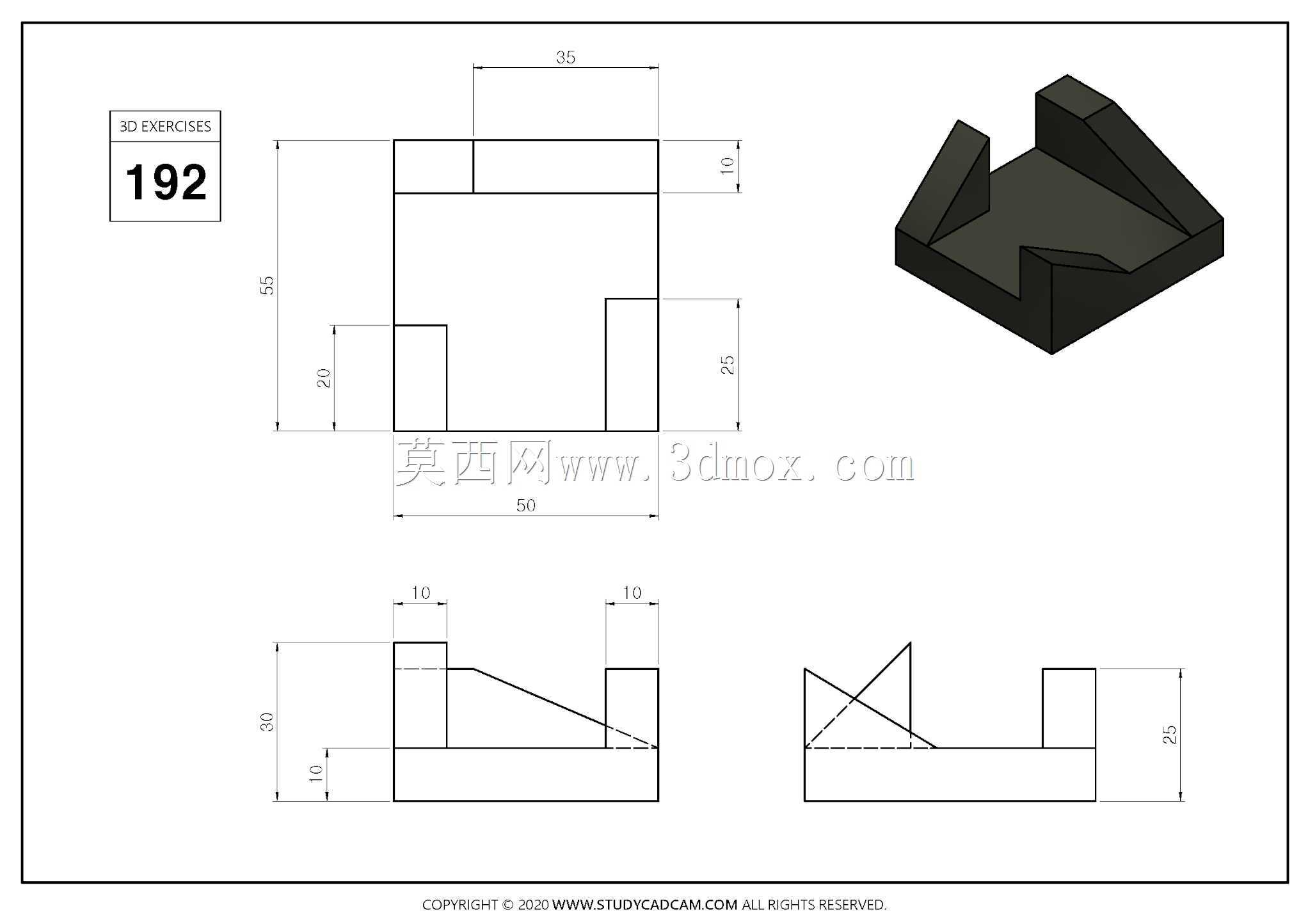 Studycadcam 3D CAD练习192 Autodesk Inventor Pro