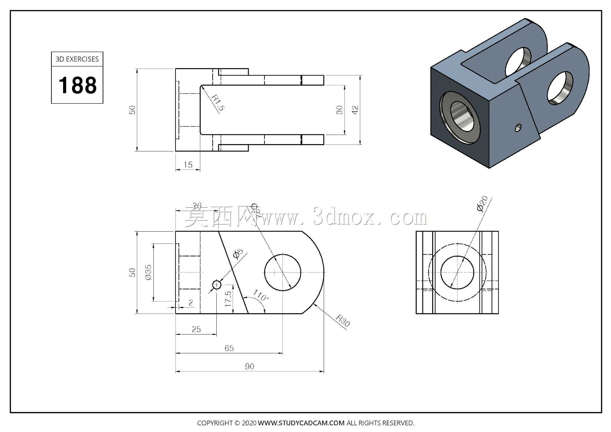 Studycadcam 3D CAD练习188/Adapter Autodesk Inventor Pro