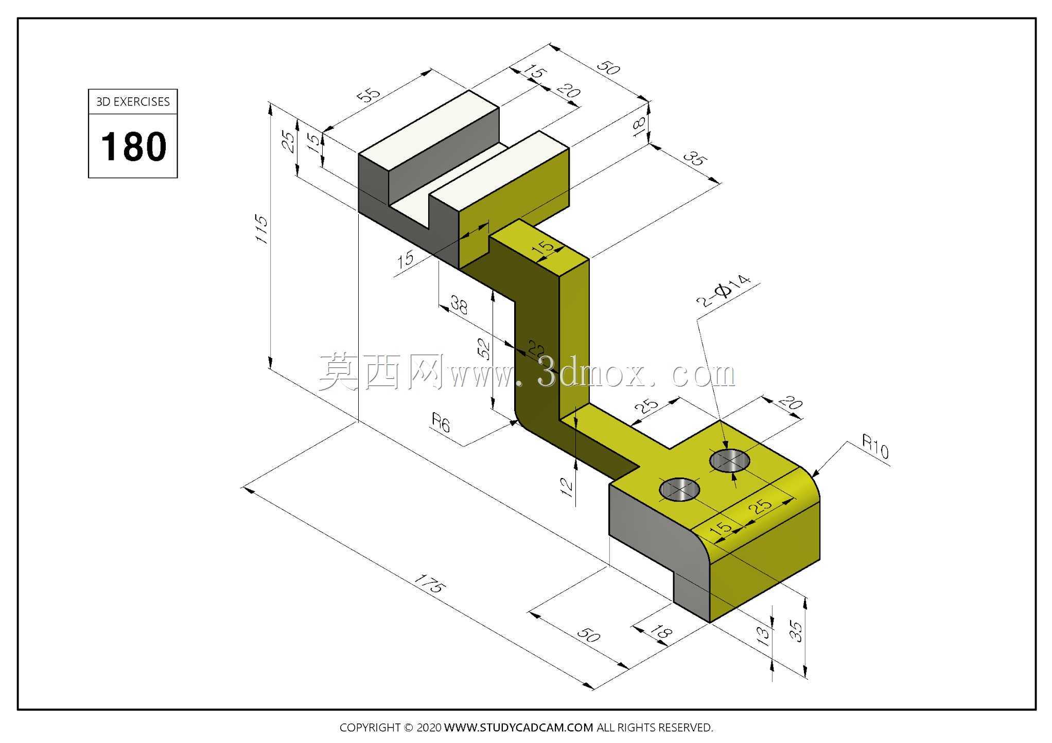 Studycadcam 3D CAD练习180 Autodesk Inventor Pro