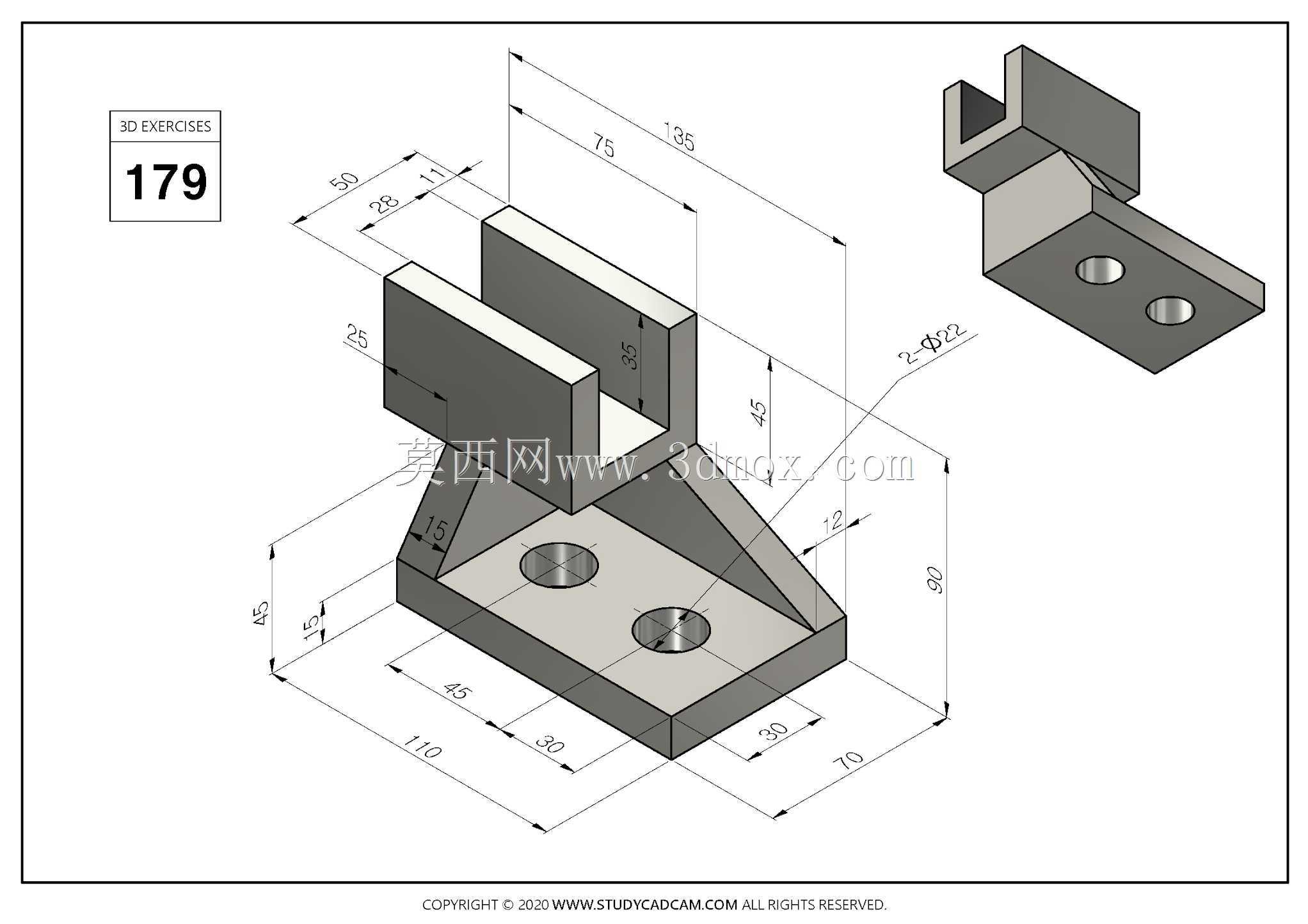 Studycadcam 3D CAD练习179 Autodesk Inventor Pro