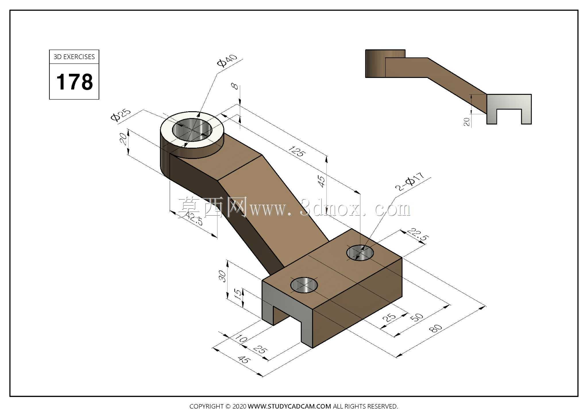 Studycadcam 3D CAD练习178 Autodesk Inventor Pro