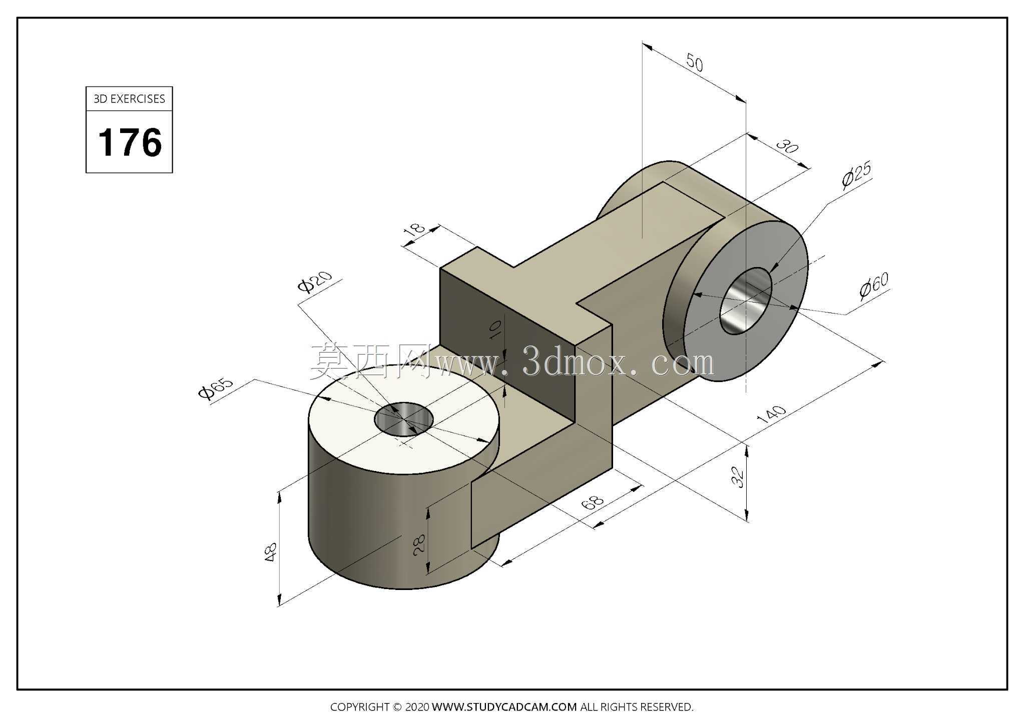 Studycadcam 3D CAD练习176 Autodesk Inventor Pro