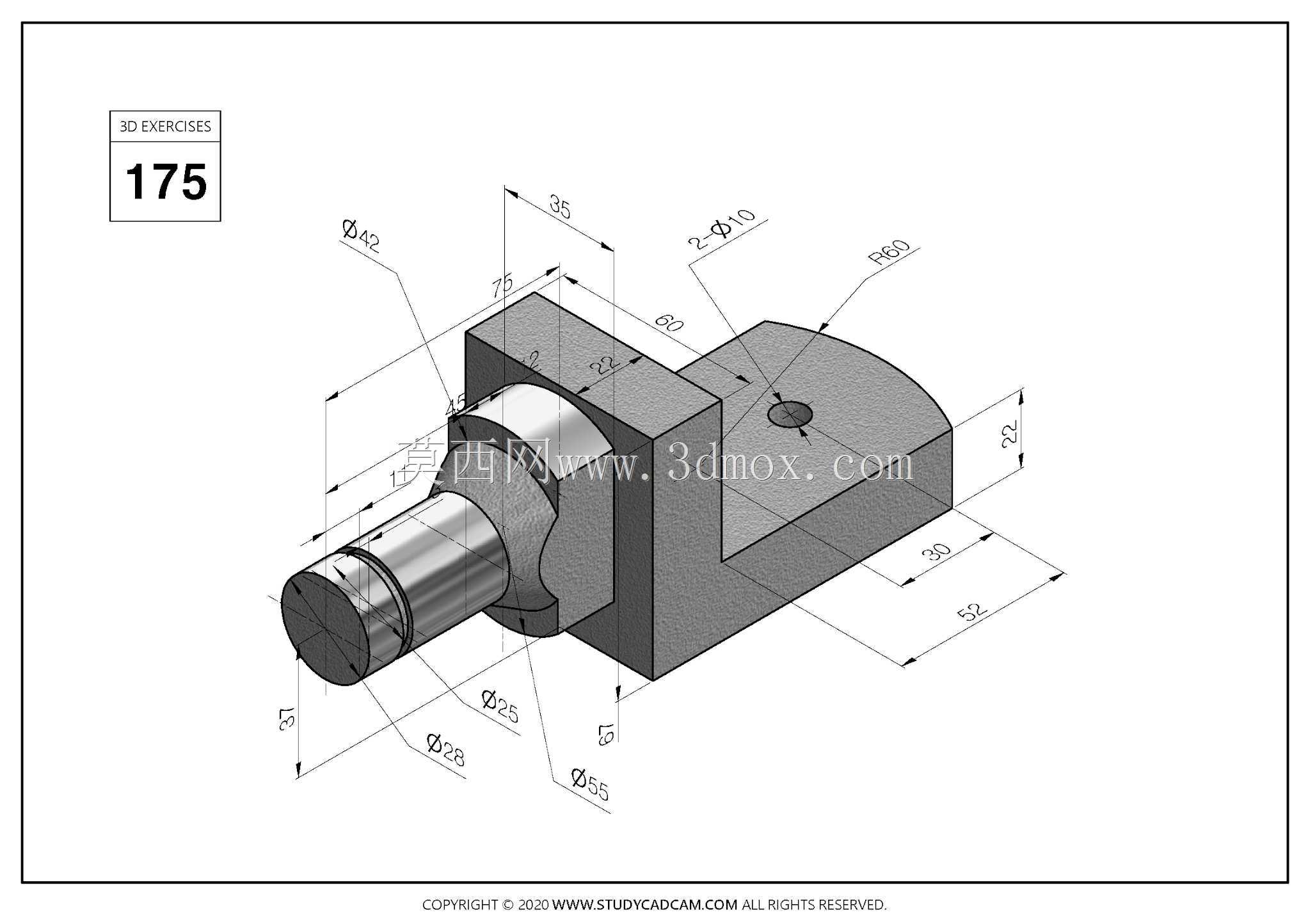 Studycadcam 3D CAD练习175 Autodesk Inventor Pro
