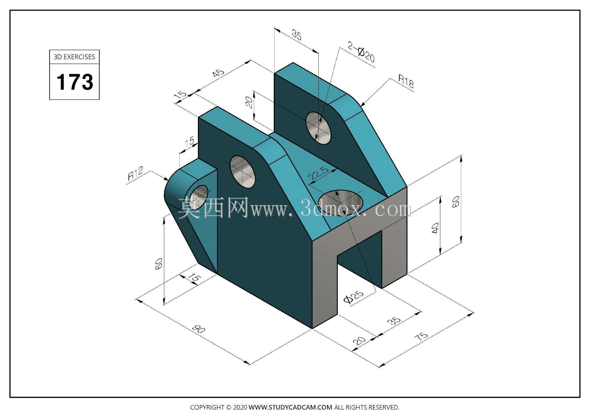 Studycadcam 3D CAD练习173 Autodesk Inventor Pro