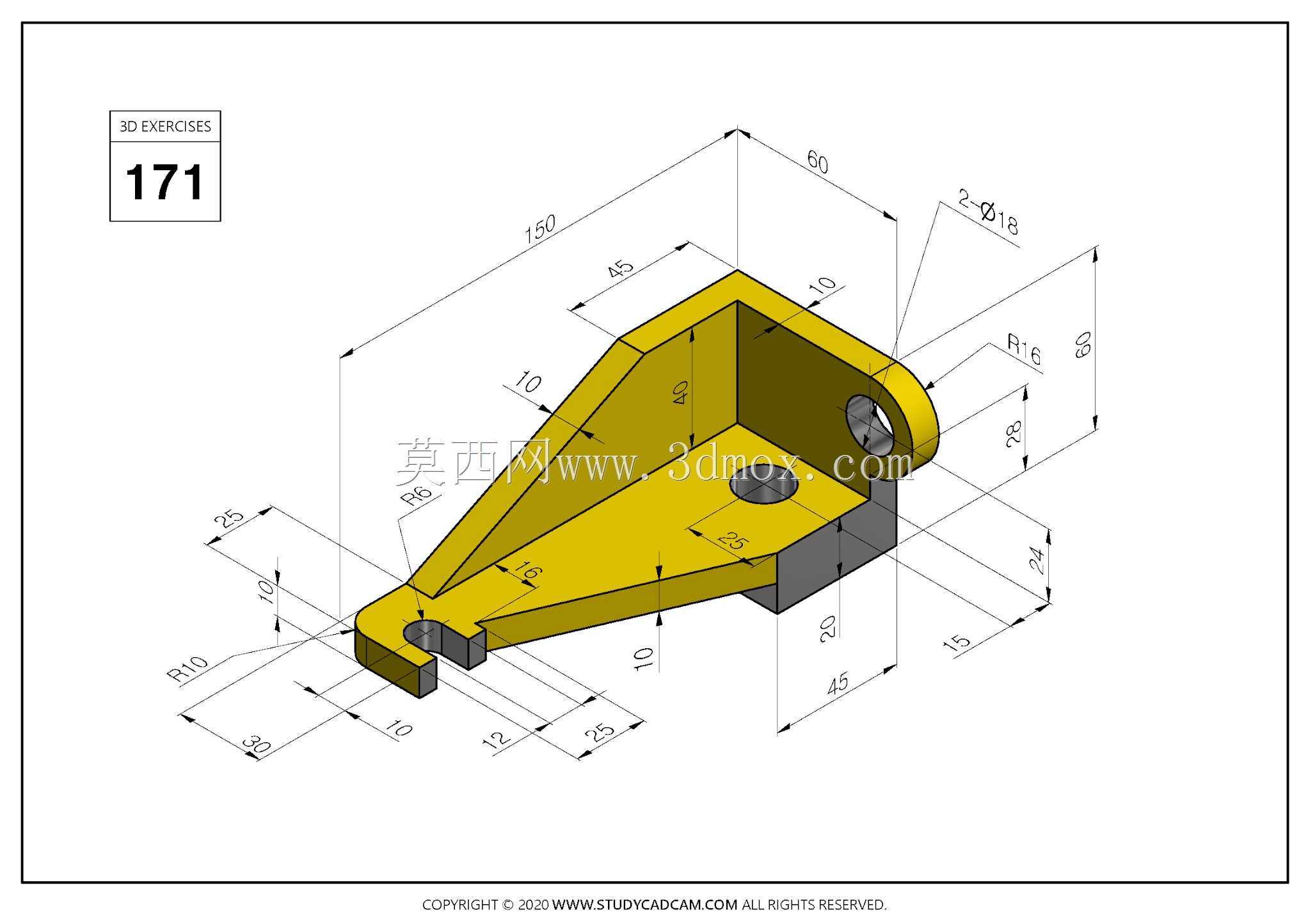 Studycadcam 3D CAD练习171 Autodesk Inventor Pro