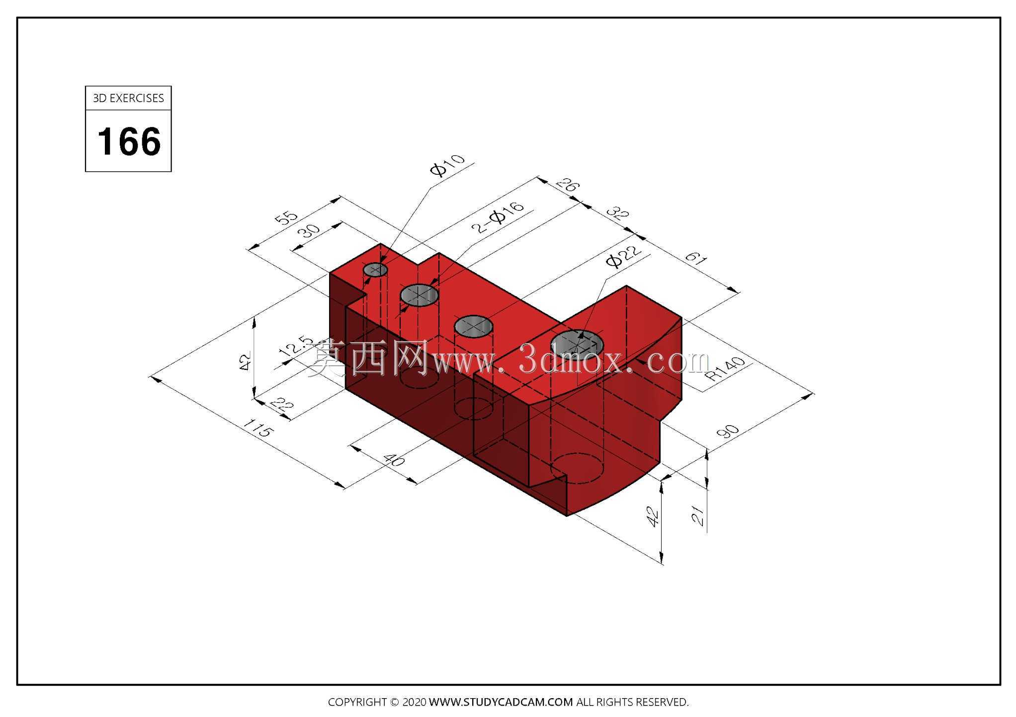 Studycadcam 3D CAD练习166 Autodesk Inventor Pro