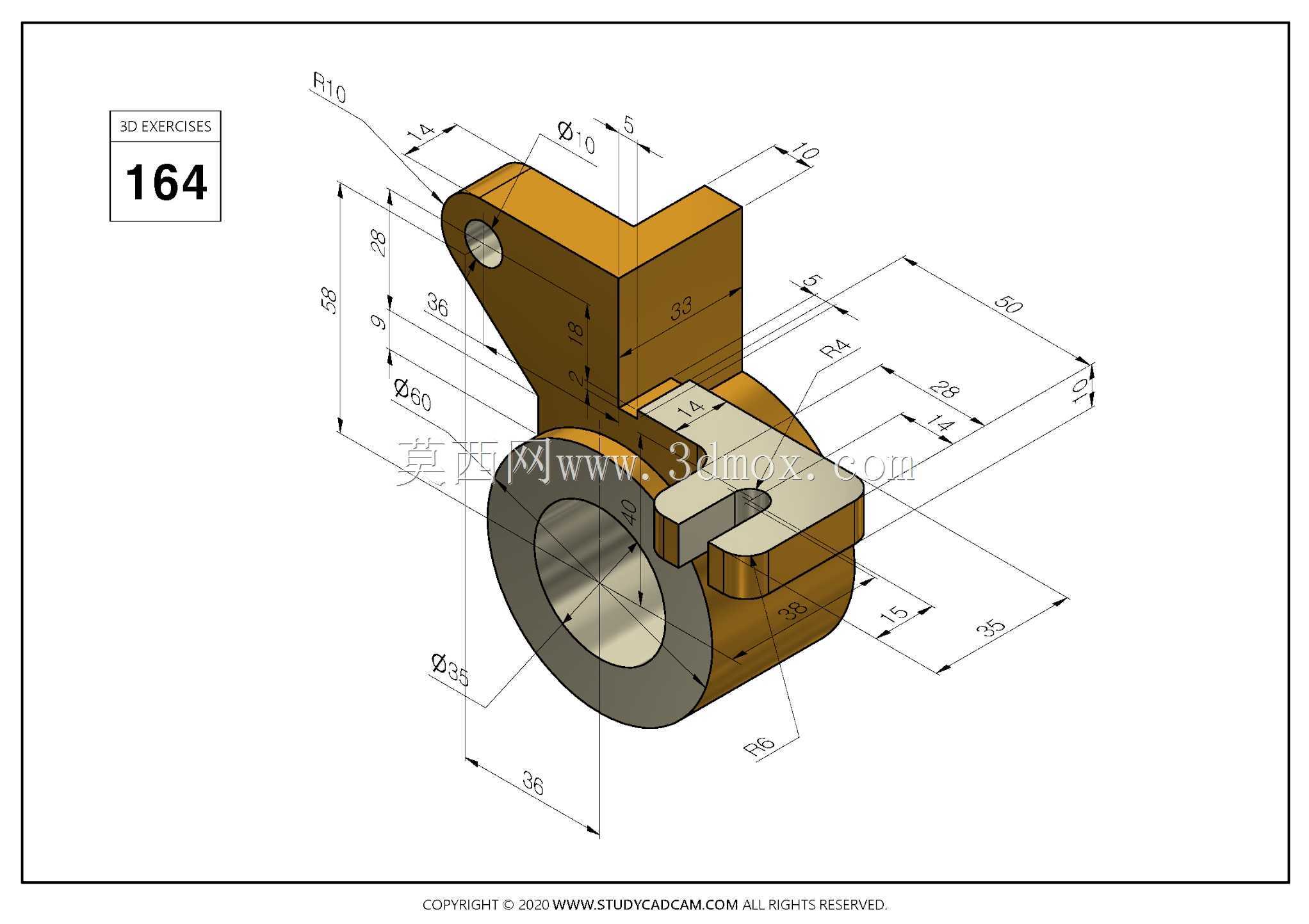 Studycadcam 3D CAD练习164 Autodesk Inventor Pro