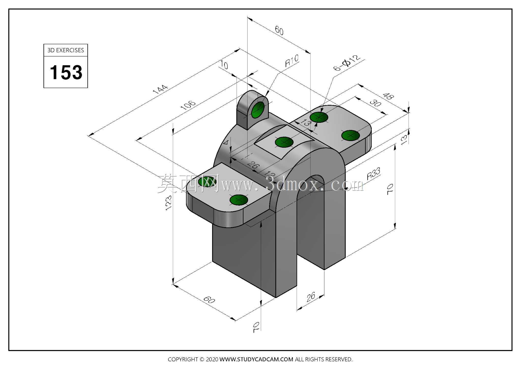 Studycadcam 3D CAD练习153 Autodesk Inventor Pro