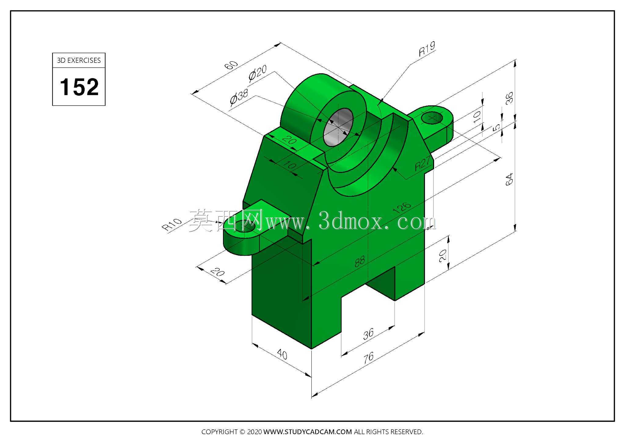 Studycadcam 3D CAD练习152 Autodesk Inventor Pro