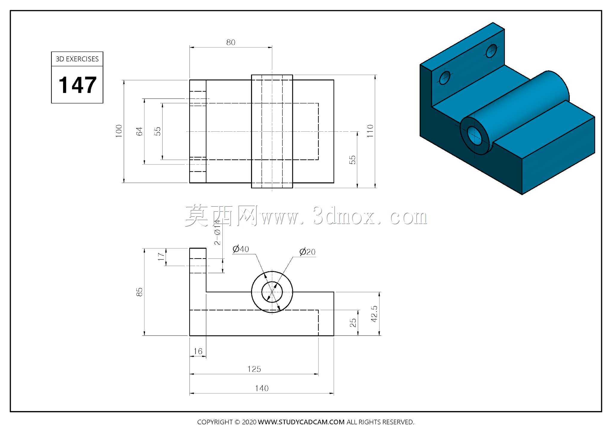 Studycadcam 3D CAD练习147 Autodesk Inventor Pro