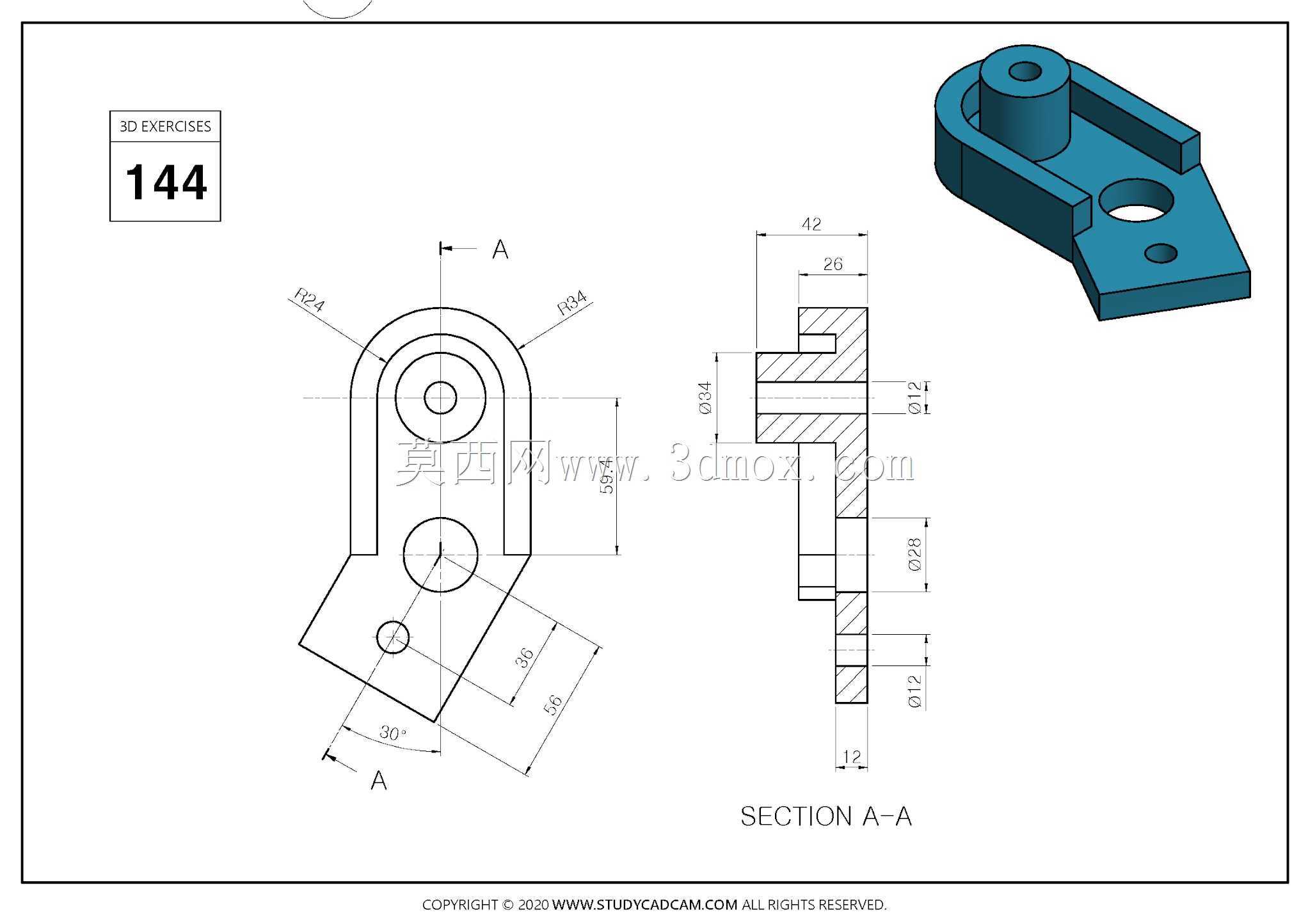 Studycadcam 3D CAD练习144 Autodesk Inventor Pro