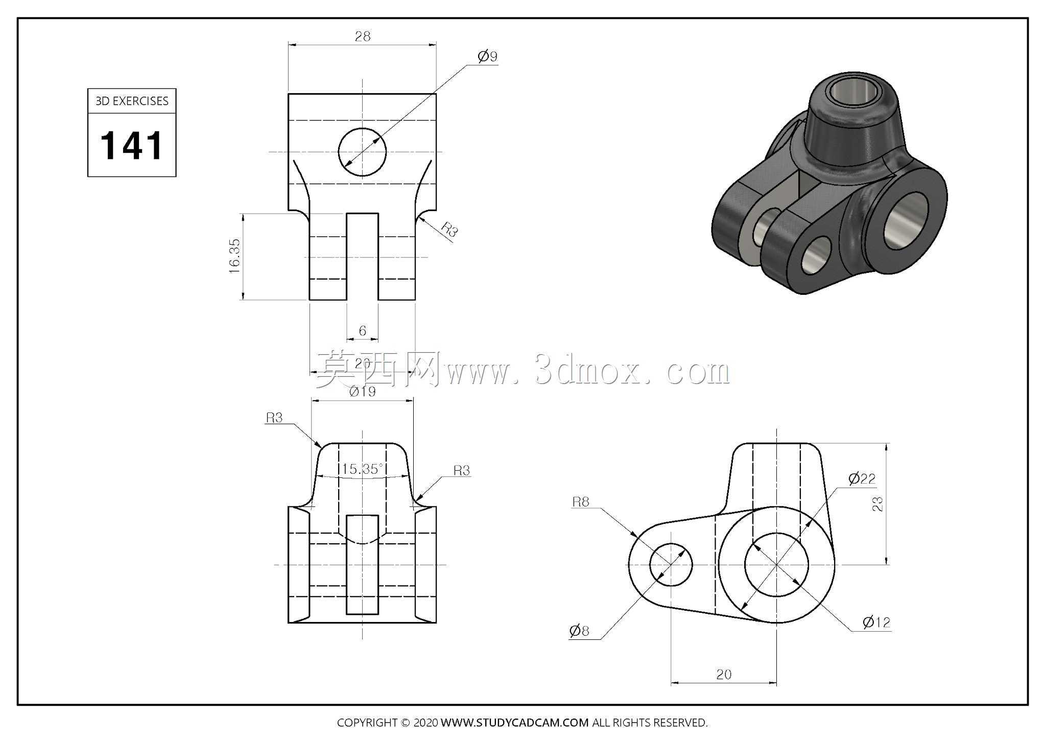 Studycadcam 3D CAD练习141 Autodesk Inventor Pro