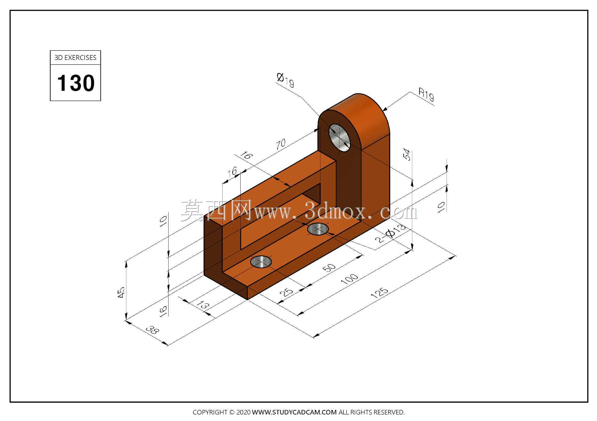 Studycadcam 3D CAD练习130/安全支架Autodesk Inventor Pro