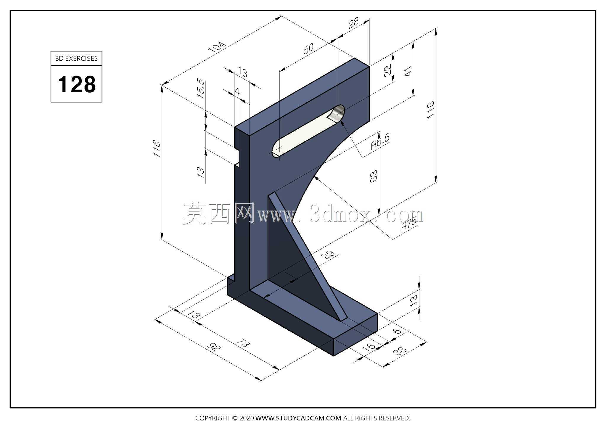 Studycadcam 3D CAD练习128/Grinder rest Autodesk Inventor Pro