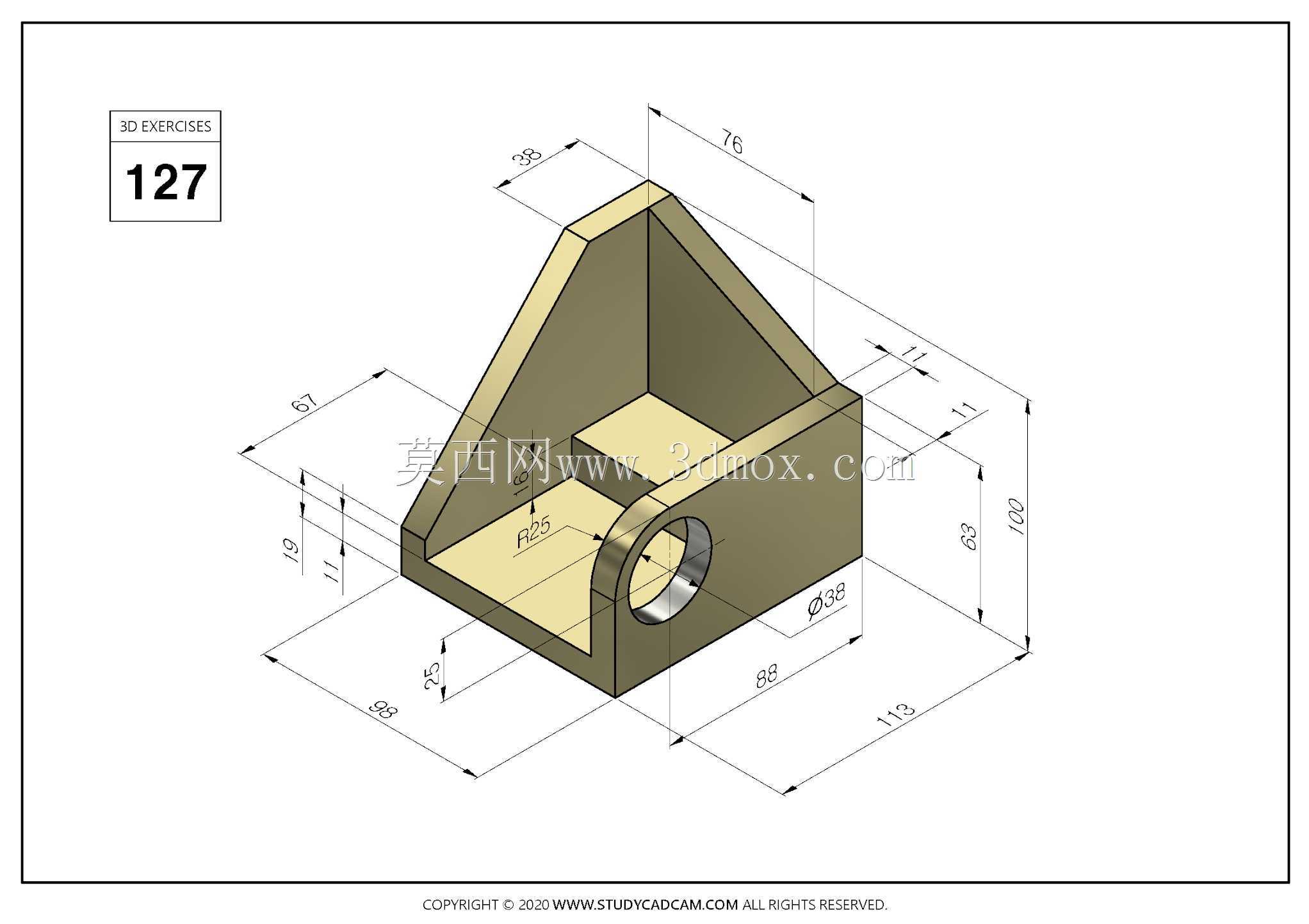 Studycadcam 3D CAD练习127/夹具框架Autodesk Inventor Pro