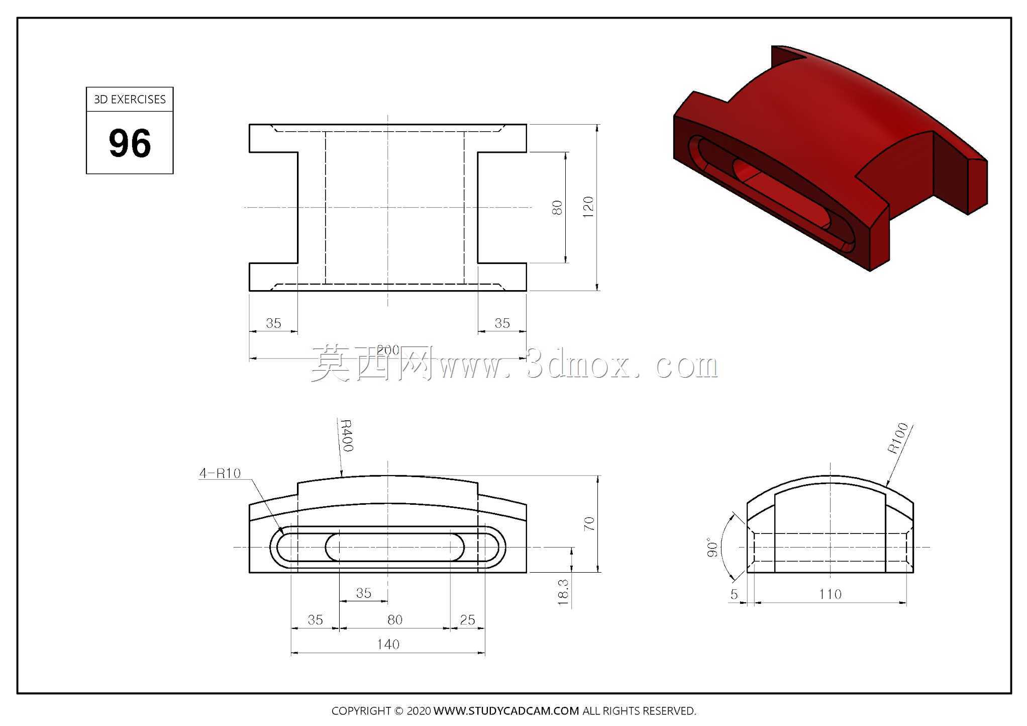 Studycadcam 3D CAD练习96 Autodesk Inventor Pro