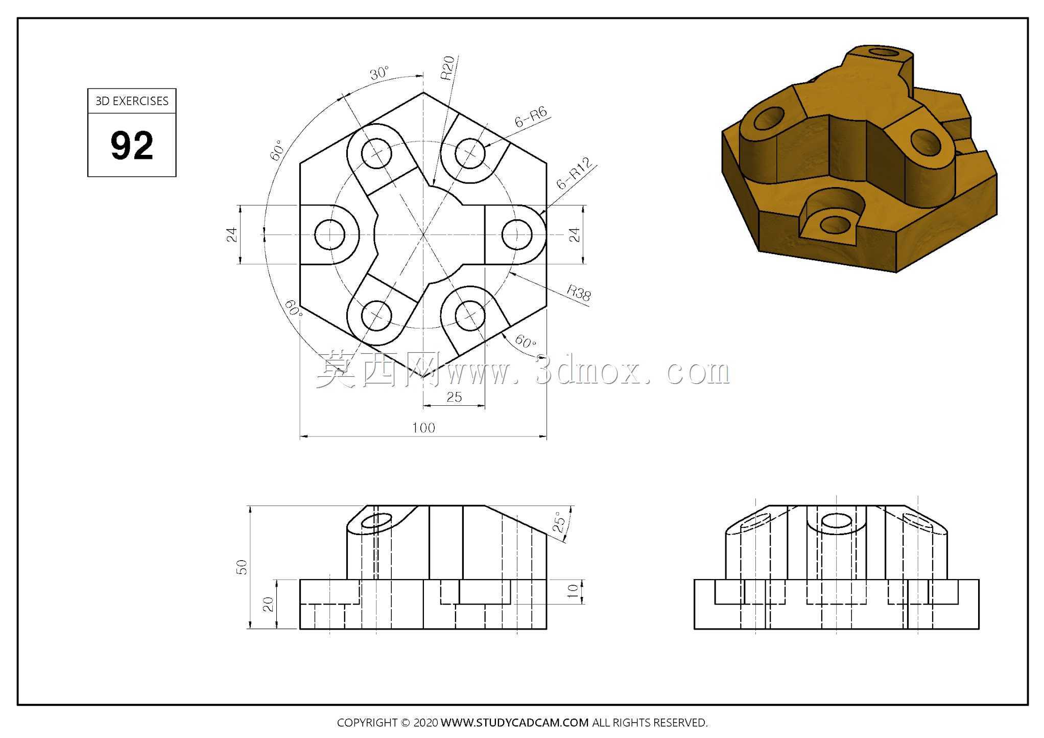 Studycadcam 3D CAD练习92/三梁安装Autodesk Inventor Pro