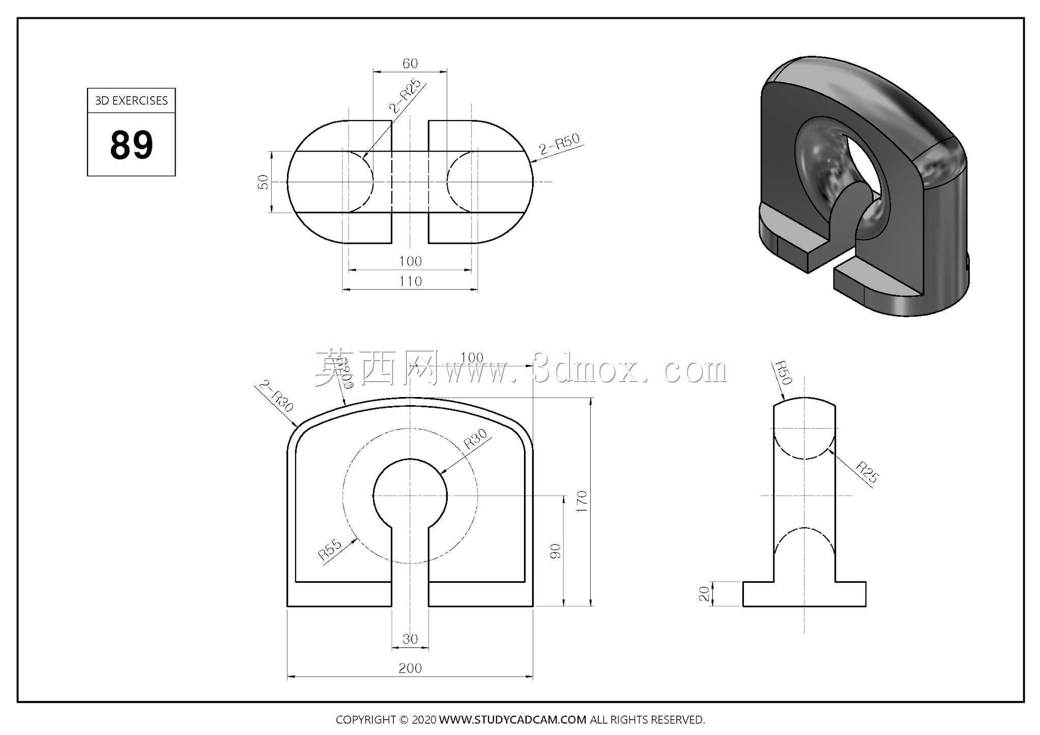 Studycadcam 3D CAD练习89 Autodesk Inventor Pro
