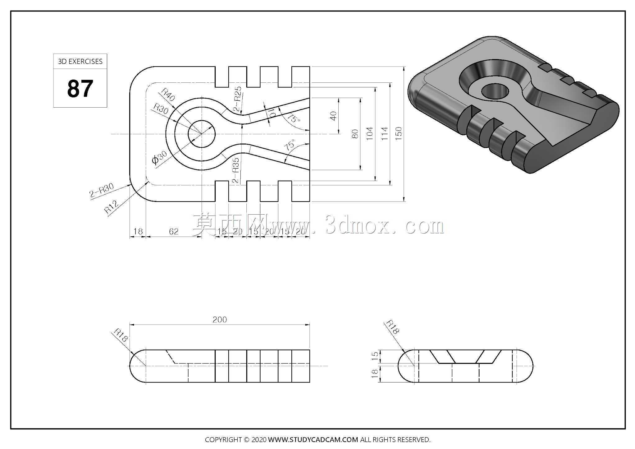Studycadcam 3D CAD练习87 Autodesk Inventor Pro