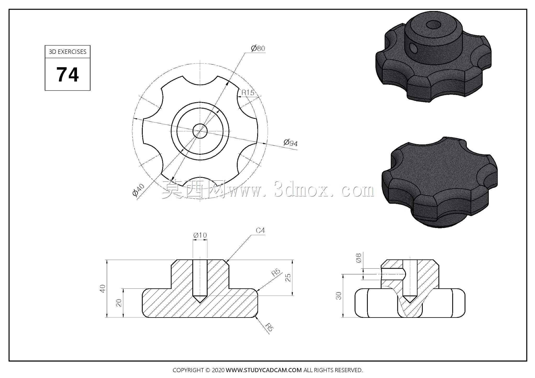 Studycadcam 3D CAD练习74/Autodesk Inventor Pro