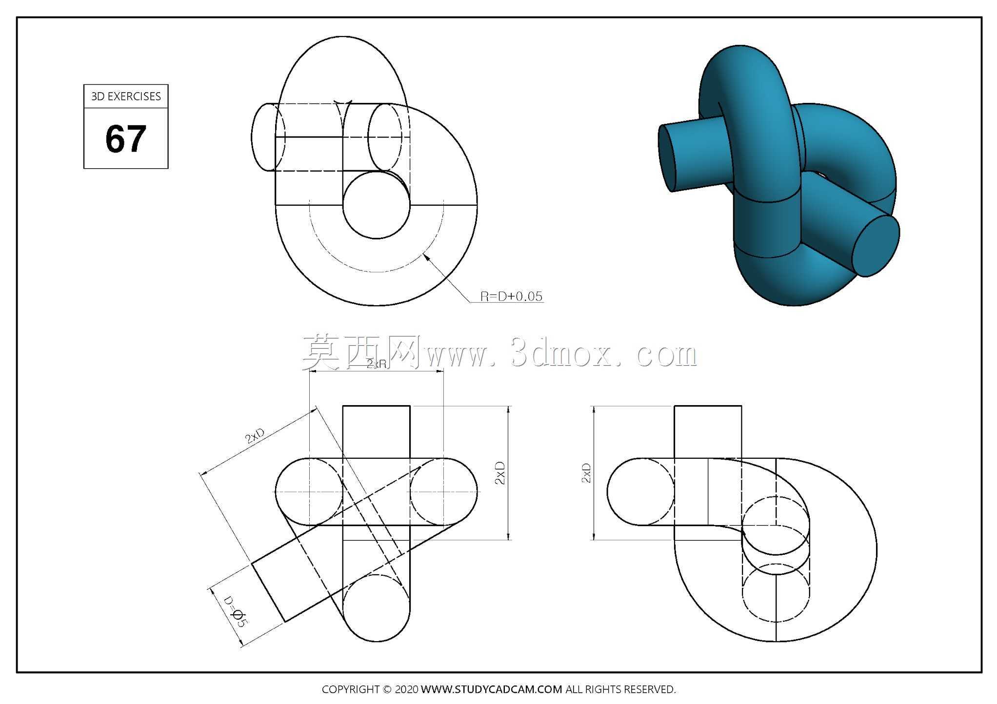 Studycadcam三维CAD练习67/Autodesk Inventor Pro