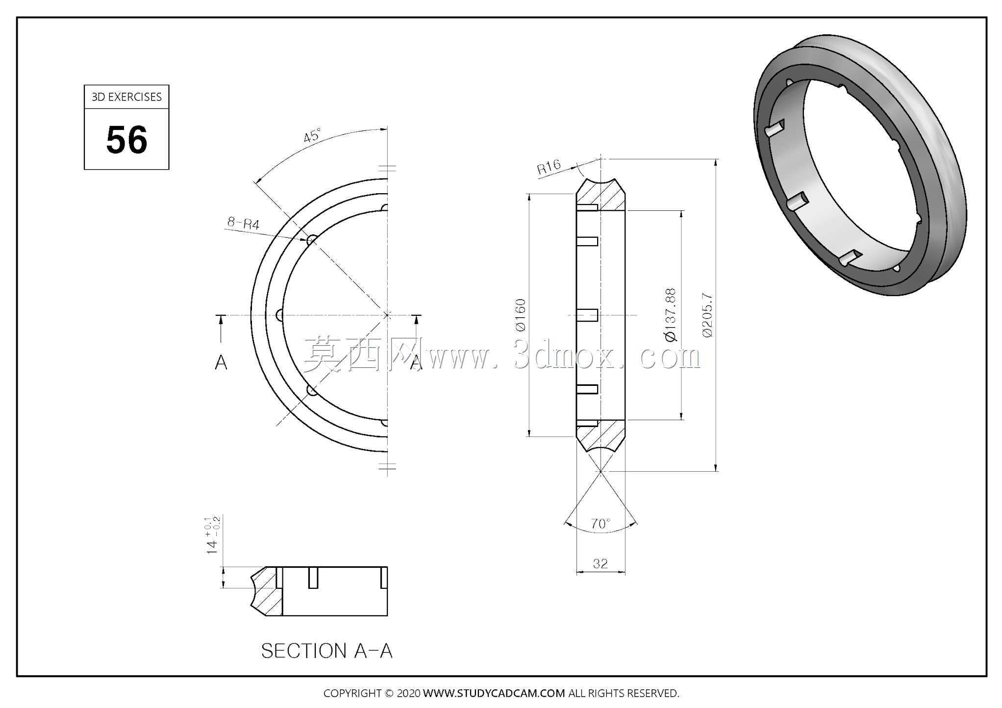 Studycadcam 3D CAD练习56 Autodesk Inventor Pro