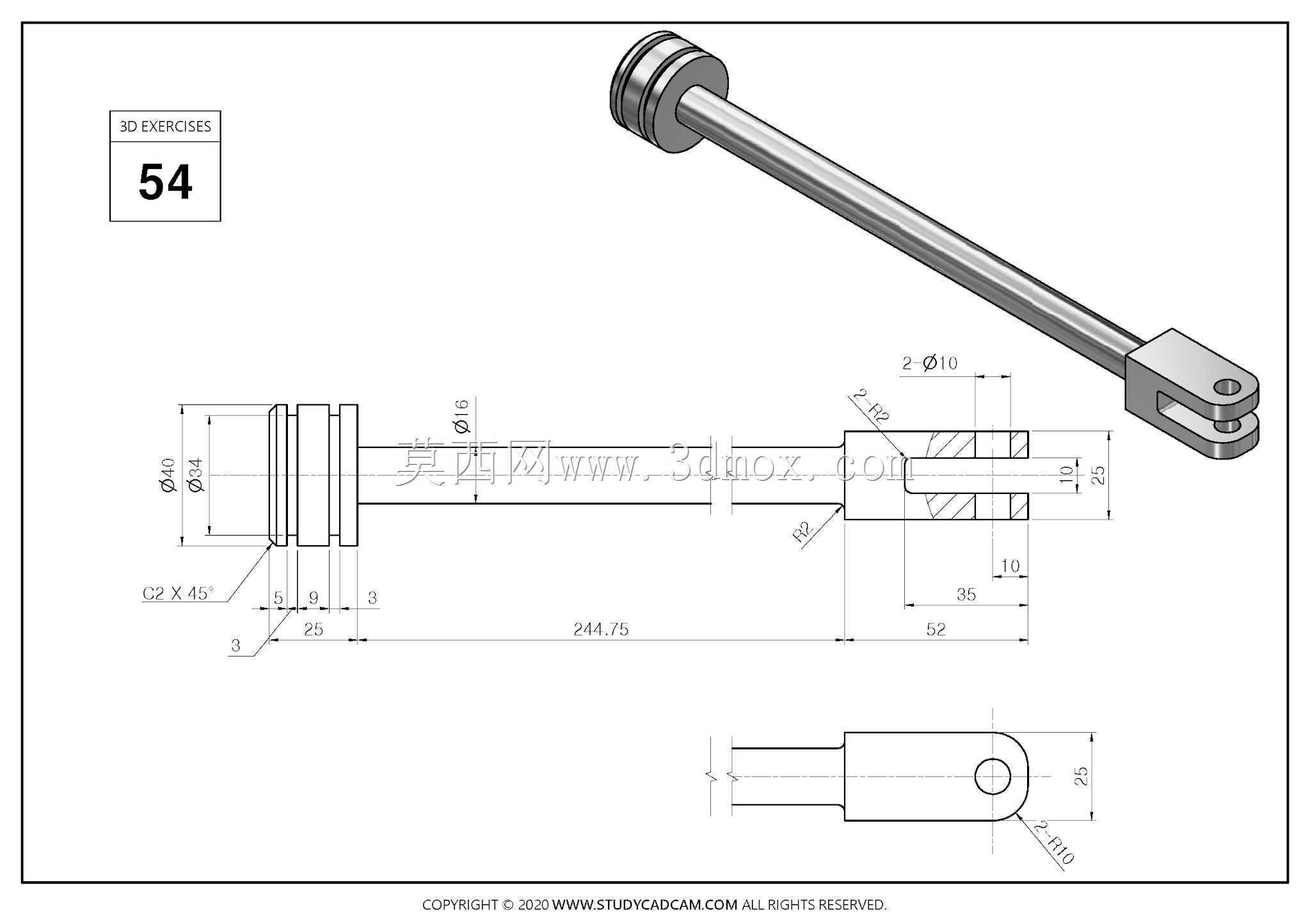 Studycadcam 3D CAD练习54 Autodesk Inventor Pro