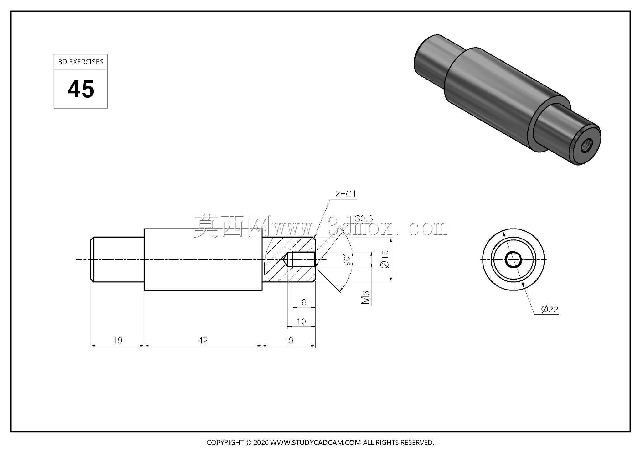 Studycadcam 3D CAD练习45 Autodesk Inventor Pro