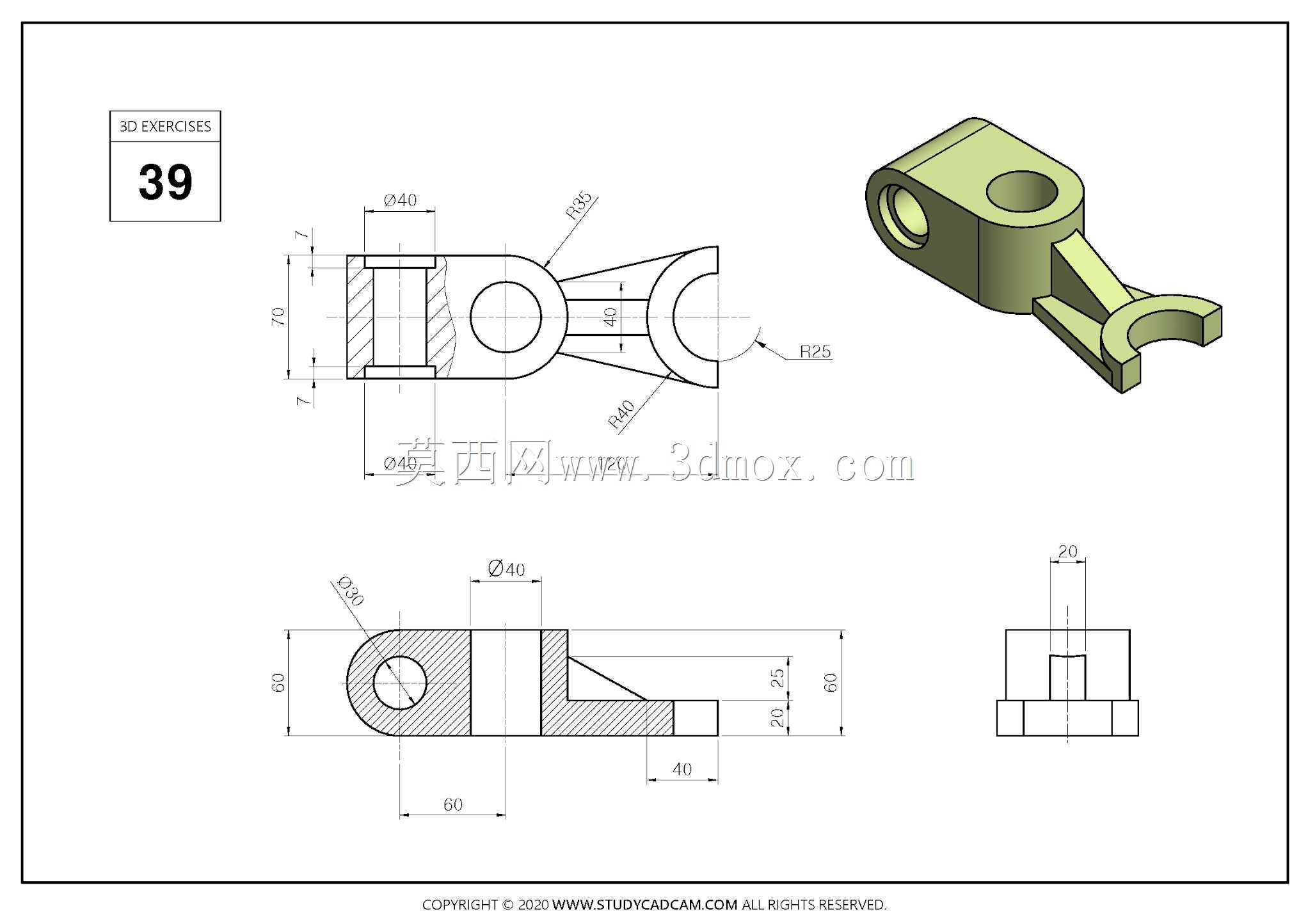 Studycadcam 3D CAD练习39 Autodesk Inventor Pro