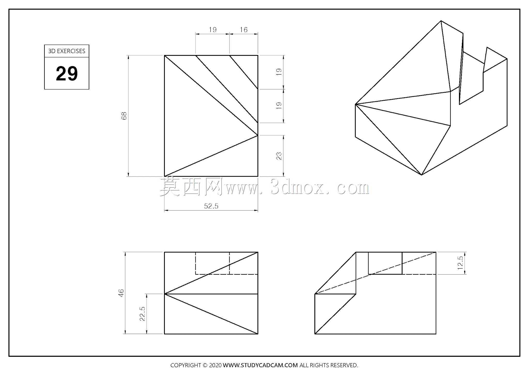 Studycadcam 3D CAD练习29 Autodesk Inventor Pro