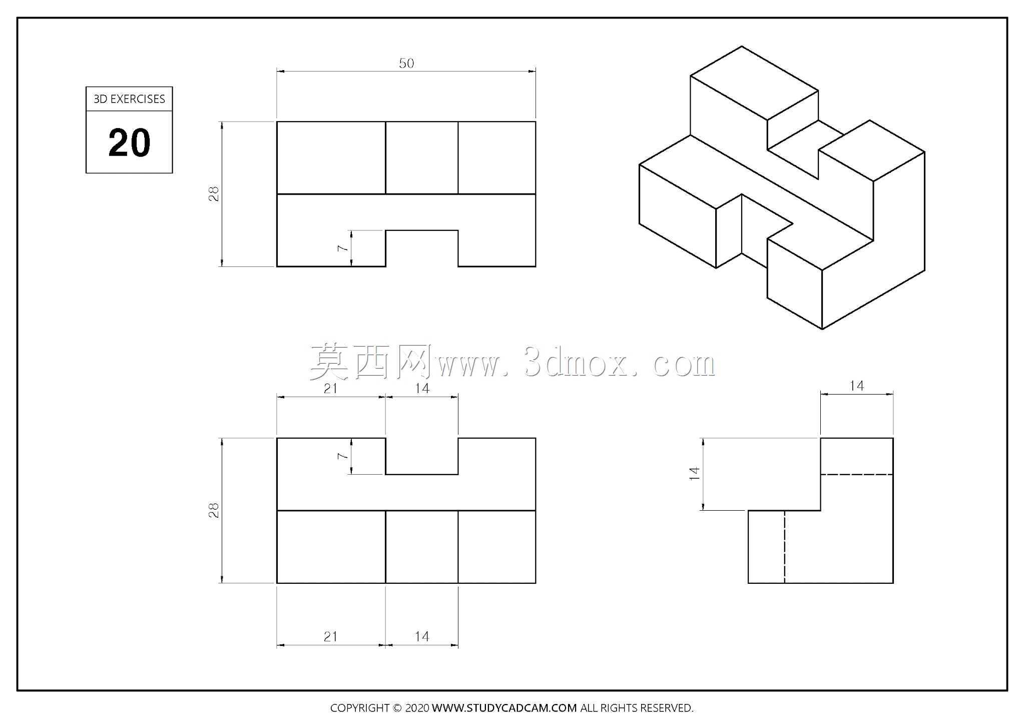 Studycadcam 3D CAD练习20 Autodesk Inventor Pro