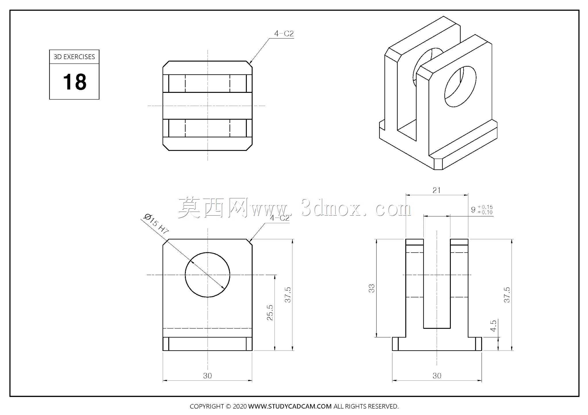 Studycadcam 3D CAD练习18 Autodesk Inventor Pro
