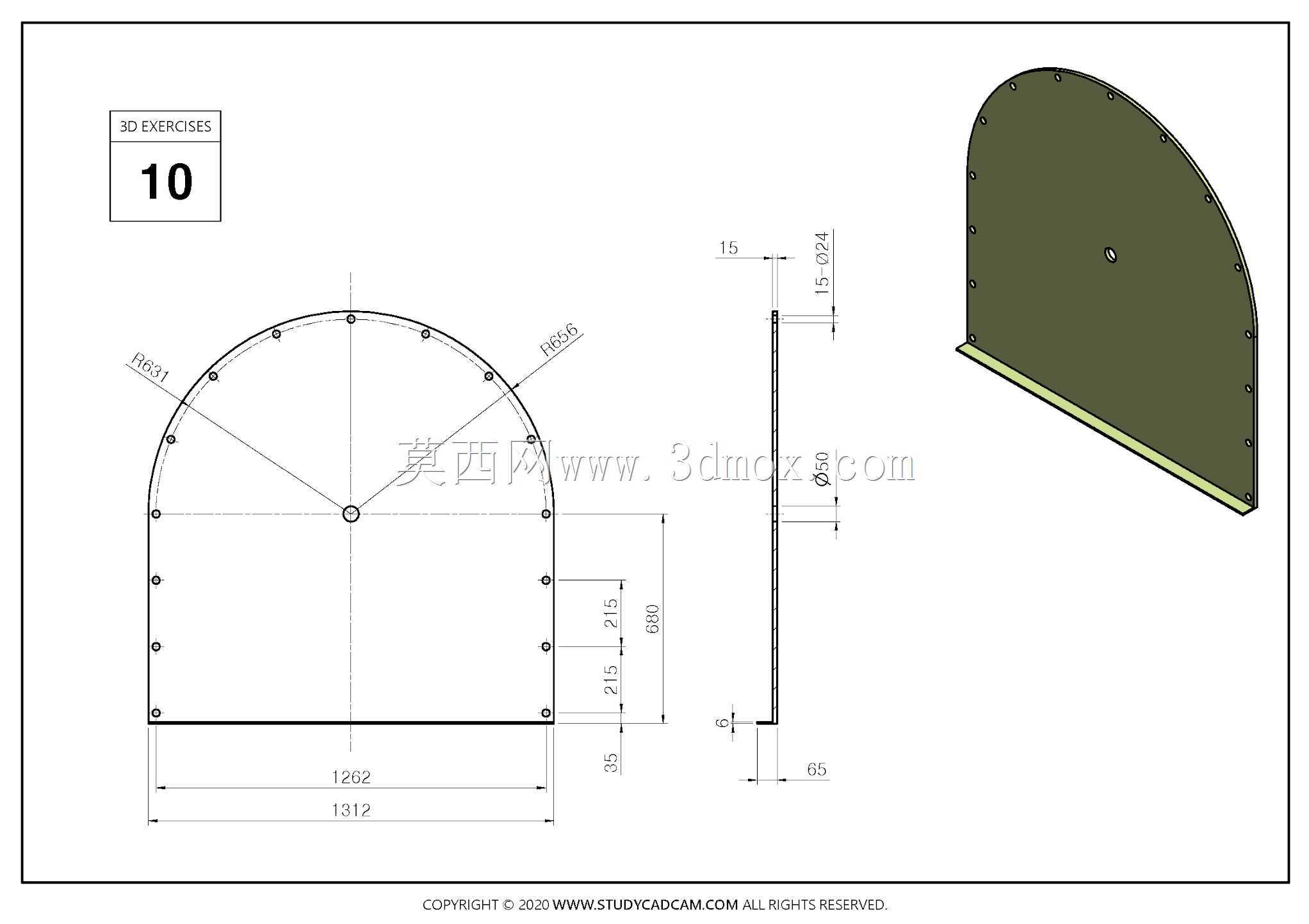 Studycadcam 3D CAD练习10 Autodesk Inventor Pro/solidworks