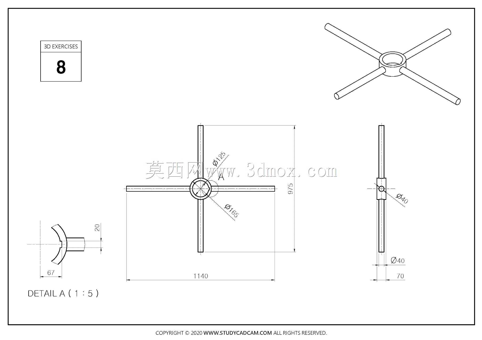 Studycadcam 3D CAD练习8 Autodesk Inventor Pro/solidworks