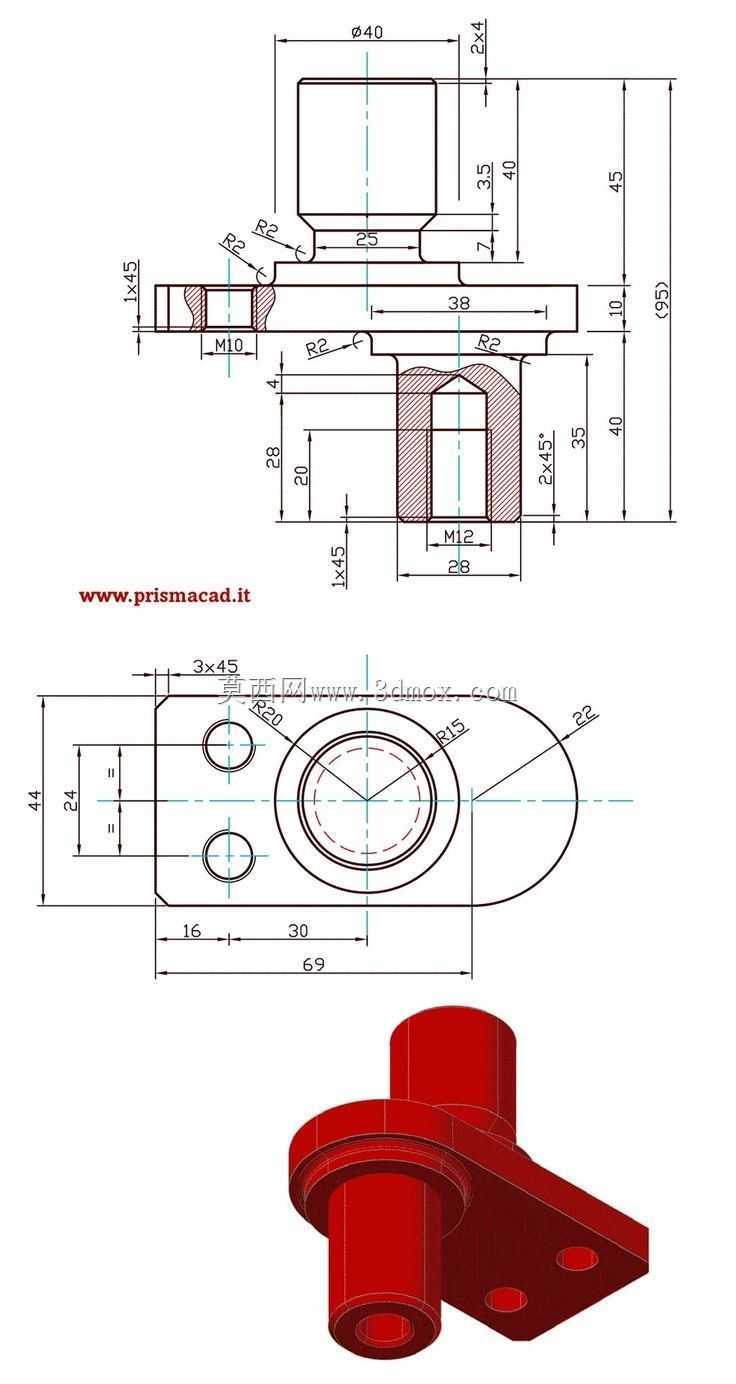 CAD轴支架/Soport de eje Prismacad。它是Autodesk Inventor Pro