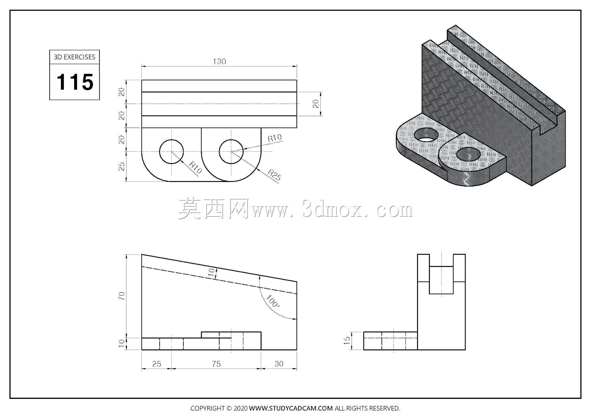 Studycadcam 3D CAD练习115 Autodesk Inventor Pro