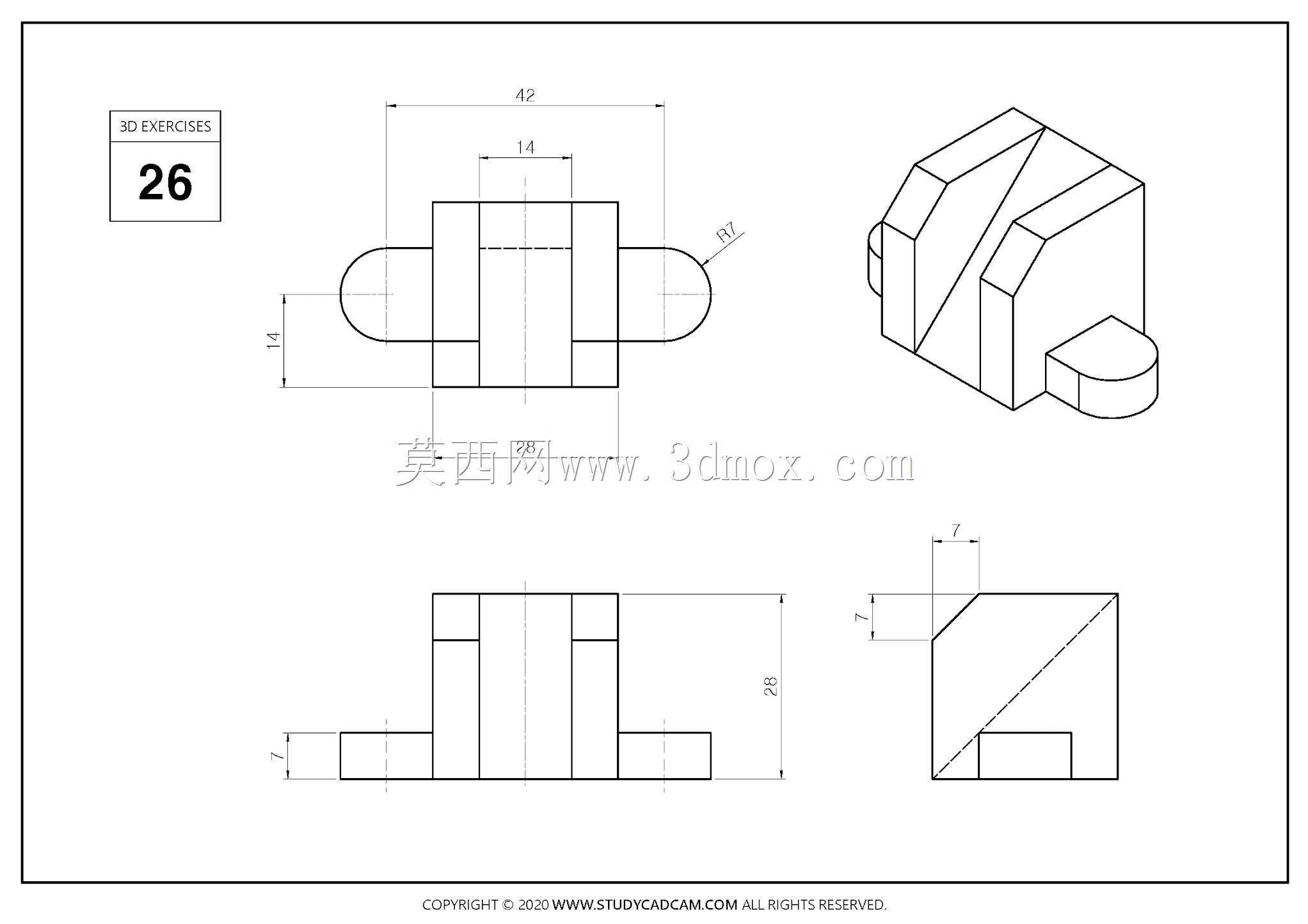 Studycadcam 3D CAD练习25、26 Autodesk Inventor Pro
