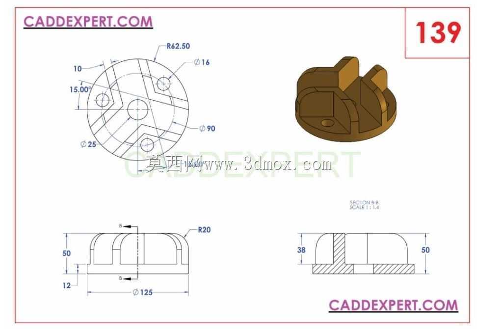 caddexpert CAD 3D练习139 Autodesk Inventor Pro