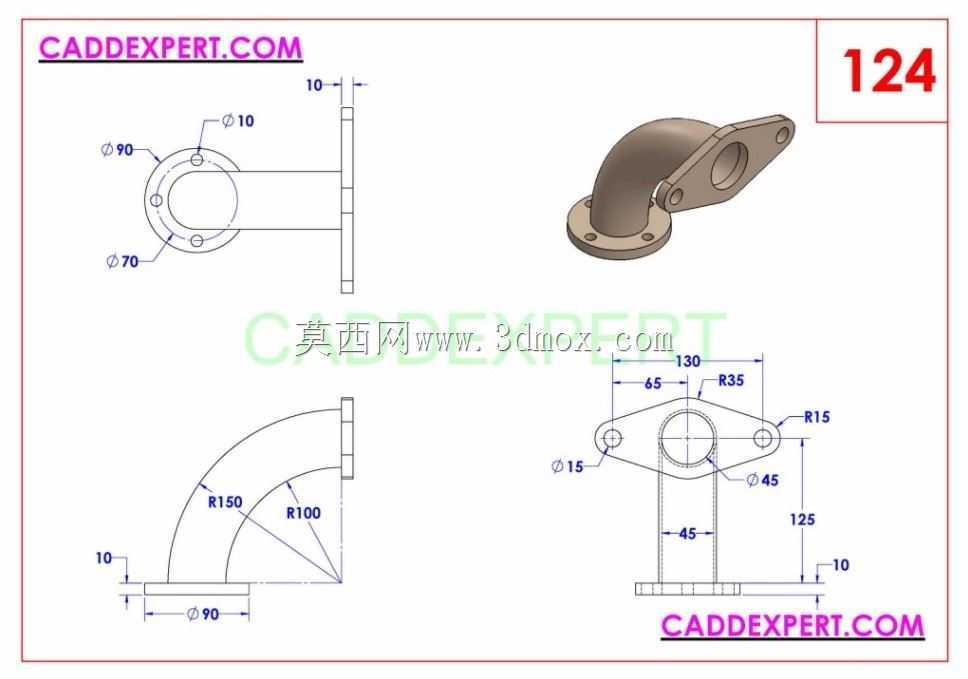 caddexpert CAD 3D��ϰ124/������ͷ/codo con brida Autodesk Inventor Pro