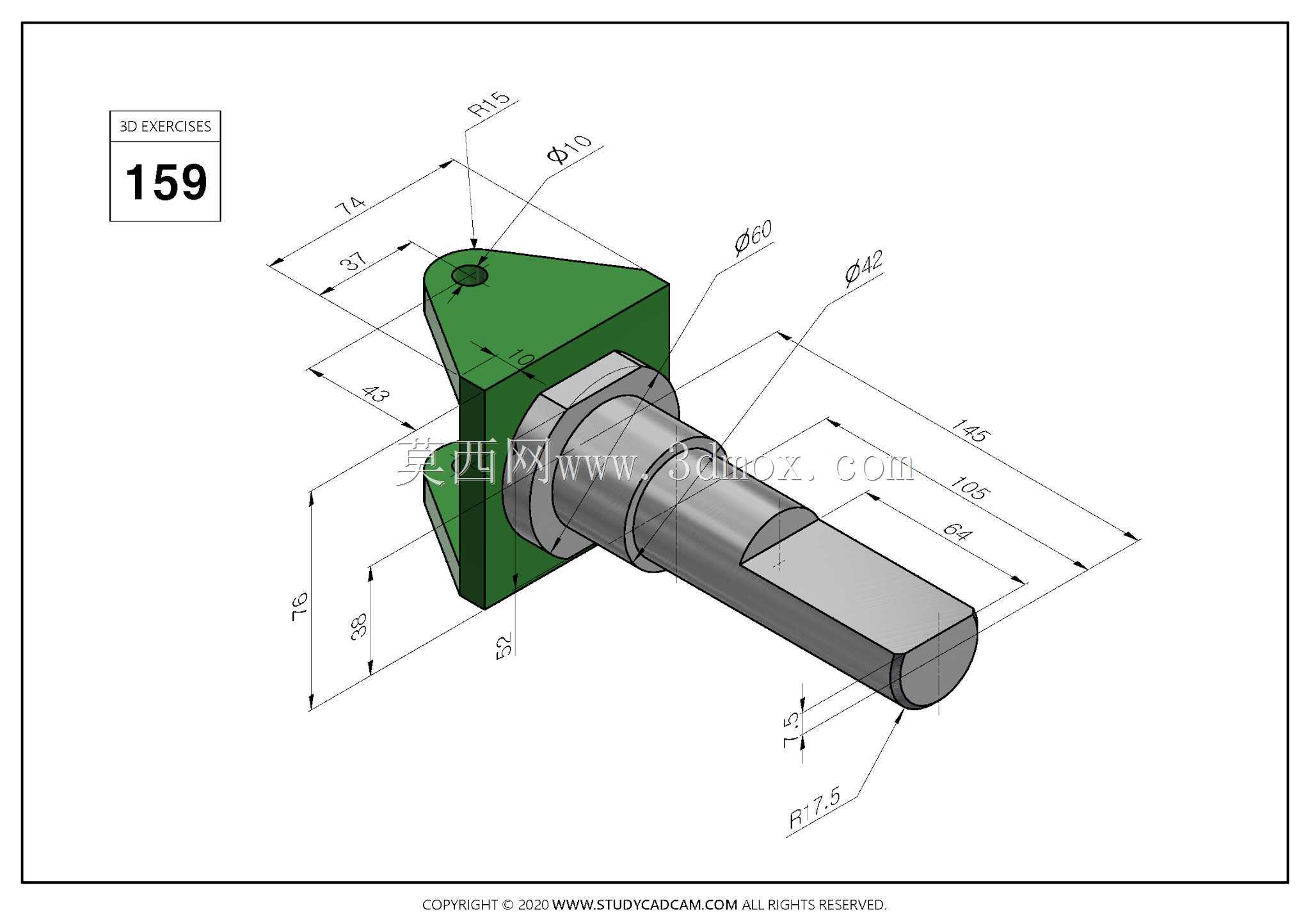 Studycadcam 3D CAD练习159 Autodesk Inventor Pro