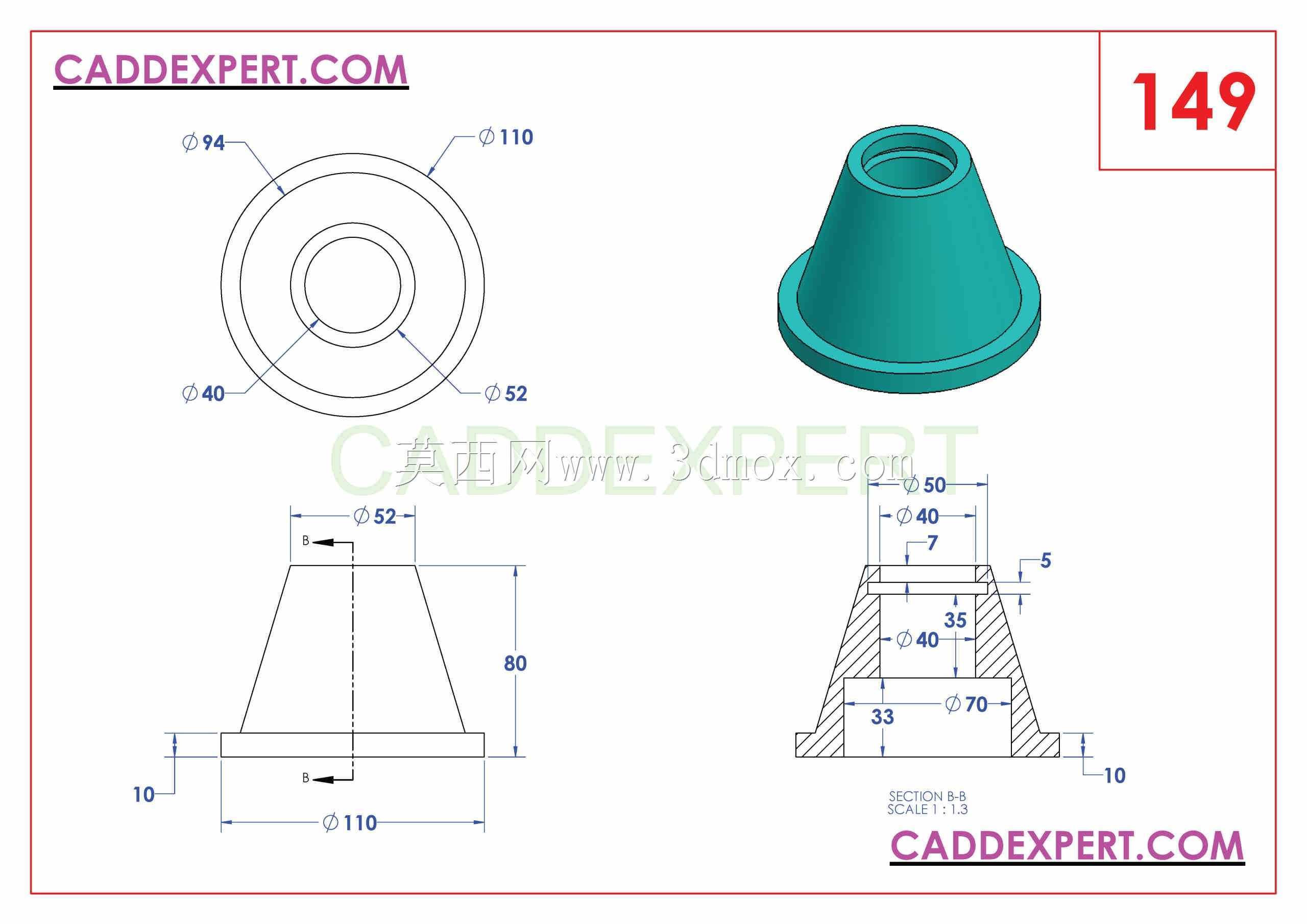caddexpert CAD 3D练习149 Autodesk Inventor Pro
