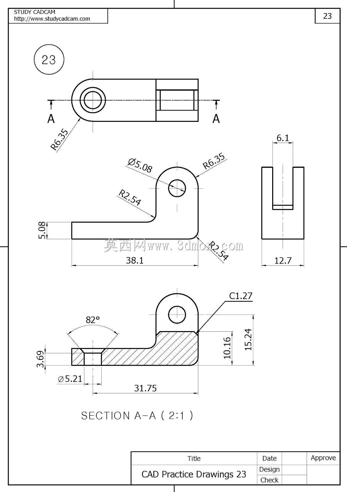 Studycadcam二维到三维CAD练习23 Autodesk Inventor Pro
